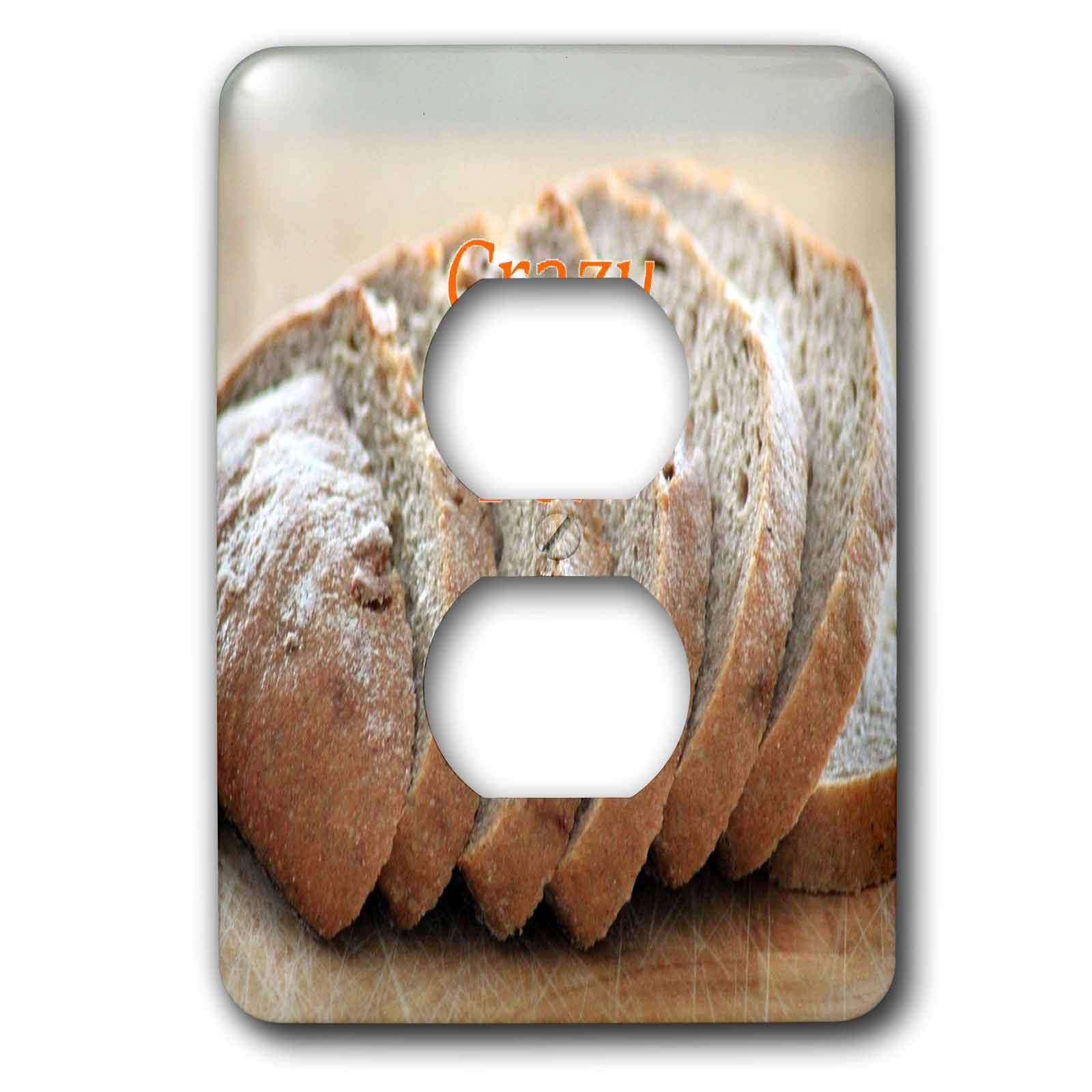 3dRose Florene Art - Crazy For Different Food - Bread Lover Outlet Cover with Realistic Bread Image - 2 Plug Wall Plate - Perfect for Kitchen, Bakery & Cafe Decor