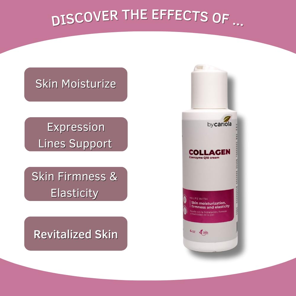 Collagen & Coenzyme Q10 Face & Body Cream 4 oz - Anti-Aging Moisturizer for Firm, Elastic Skin - Day & Night Cream with Glycerin, Elastin & Natural Oils - Perfect for Dry Skin Care & Wrinkle Reduction