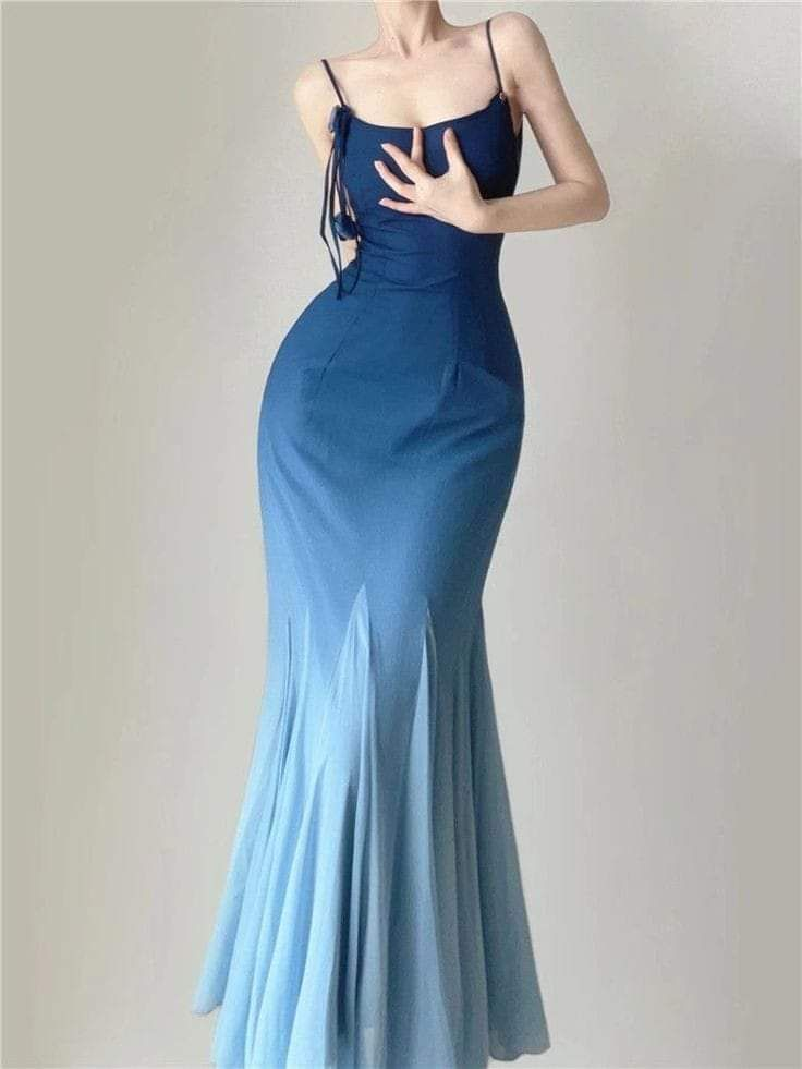 Gradient Blue Mermaid Long Prom Dress for Women - Elegant Formal Party Gown J4965 - Perfect for Homecoming, Evening Gala & Special Occasions