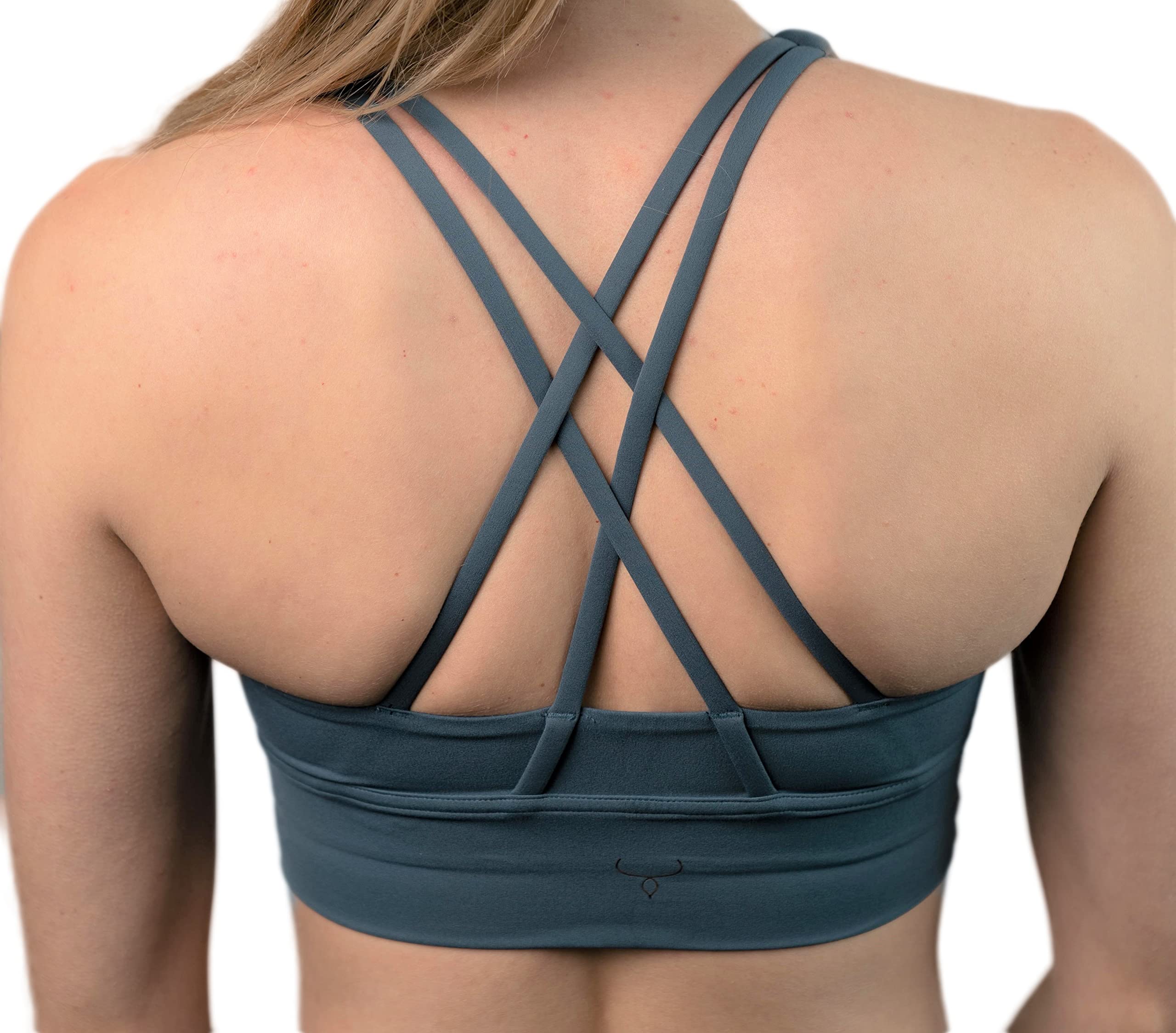 Snow Society Women's High Performance Sports Bras with Removable Pads - Full Figure Cross Back Seamless Yoga Bra for Workouts, Running, Gym & Active Lifestyle