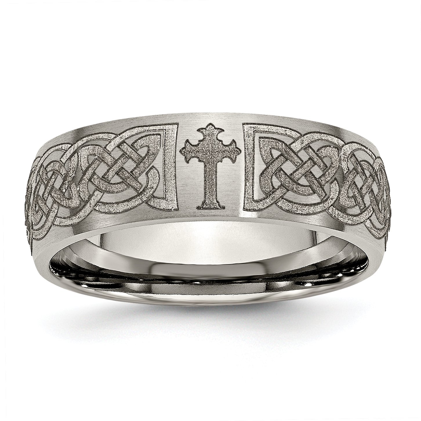 Titanium 8mm Laser Engraved Wedding Band Ring for Men & Women - Size 7.5 - Diamond2Deal - Perfect for Engagement, Anniversary & Everyday Wear