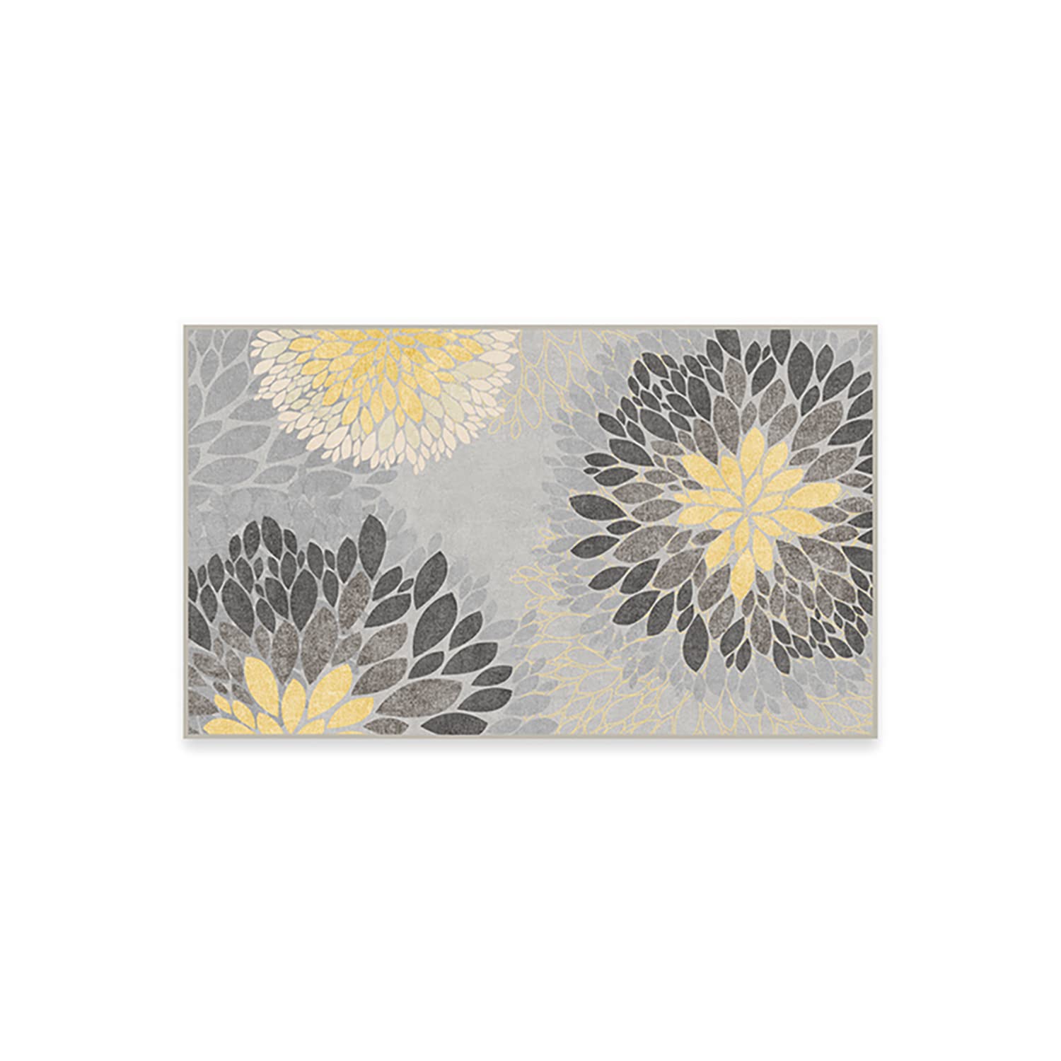 Ruggable Washable 2x3 Floral Medallion Yellow Grey Area Rug - Non-Slip Gripper Pad - Premium Living Room, Bedroom, Kitchen, Office & Classroom Rug - Perfect for Home Decor, Dorm Rooms & High Traffic Areas
