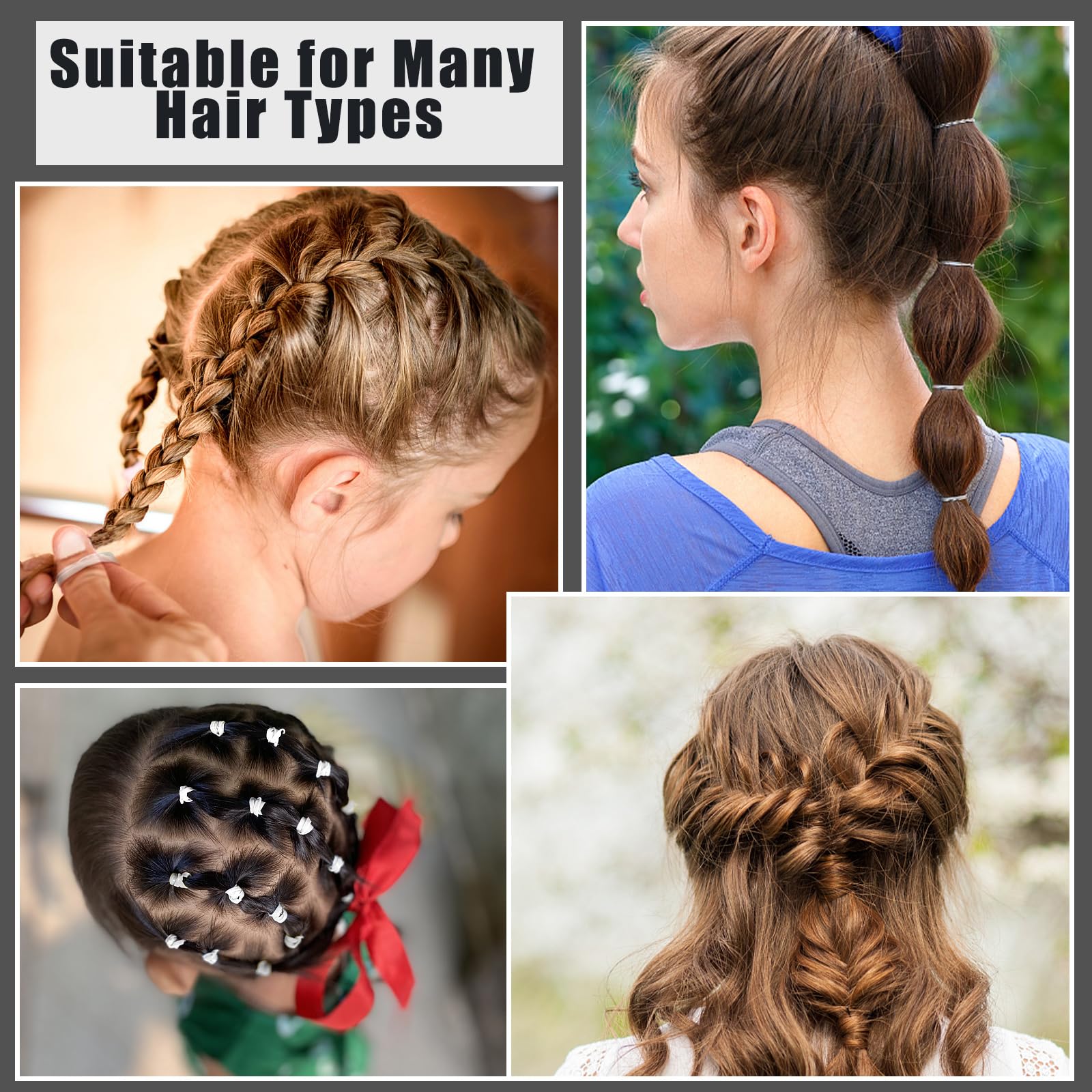 2000 Pcs Clear & Black Elastic Hair Bands Set with Hair Comb & Cutter - Small Hair Ties for Women & Baby Girls - Perfect for Ponytails, Braids & Everyday Hairstyles