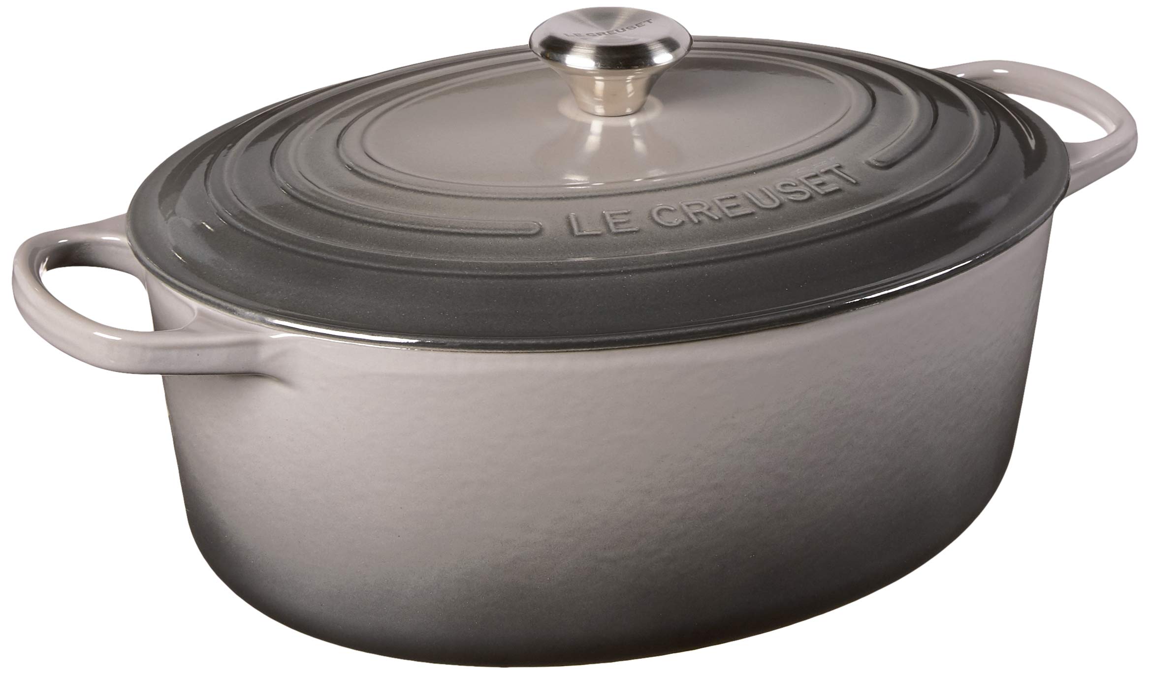 Le Creuset Signature Enameled Cast Iron Oval Dutch Oven 8 Quart - Oyster Color French Oven for Braising, Roasting & Baking - Perfect for Soups, Stews, Bread & Family Dinners