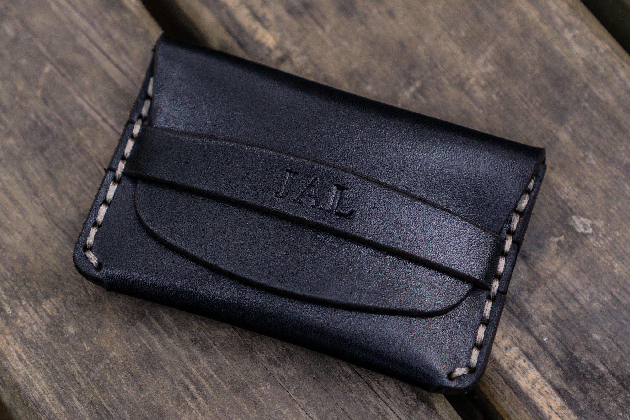 No.36 Personalized Basic Flap Handmade Leather Wallet for Men - Black | RFID Blocking | Gift for Dad, Husband, Boyfriend | Everyday Carry & Travel Essential
