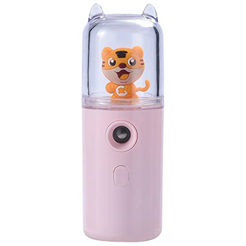 OCUhome 30ml USB Rechargeable Facial Mist Sprayer - Portable Mini Humidifier for Skin Hydration & Moisturizing, Cute Cartoon Tiger Design in Pink - Perfect for Travel, Office & Home Skincare Routine