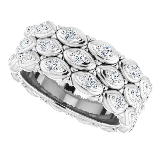 1.08 Carat Round Diamond Eternity Band - Triple Row Diamond Wedding Ring for Women | Perfect for Anniversary, Engagement & Special Occasion Gifts