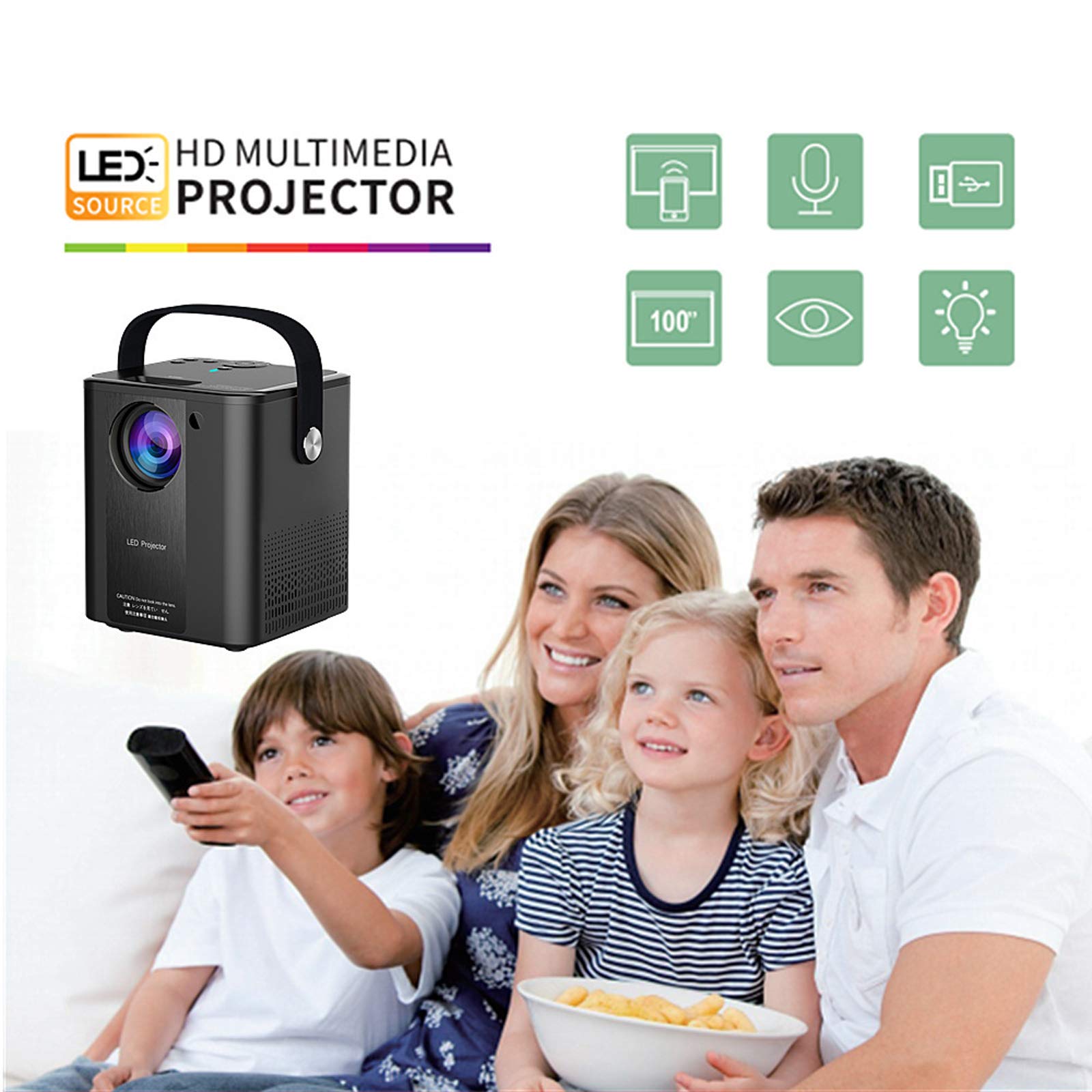Jie Du Mini Projector with Bluetooth & WiFi - Portable LED Home Cinema Projector for Movies, Gaming & Office Presentations | Indoor & Outdoor Use