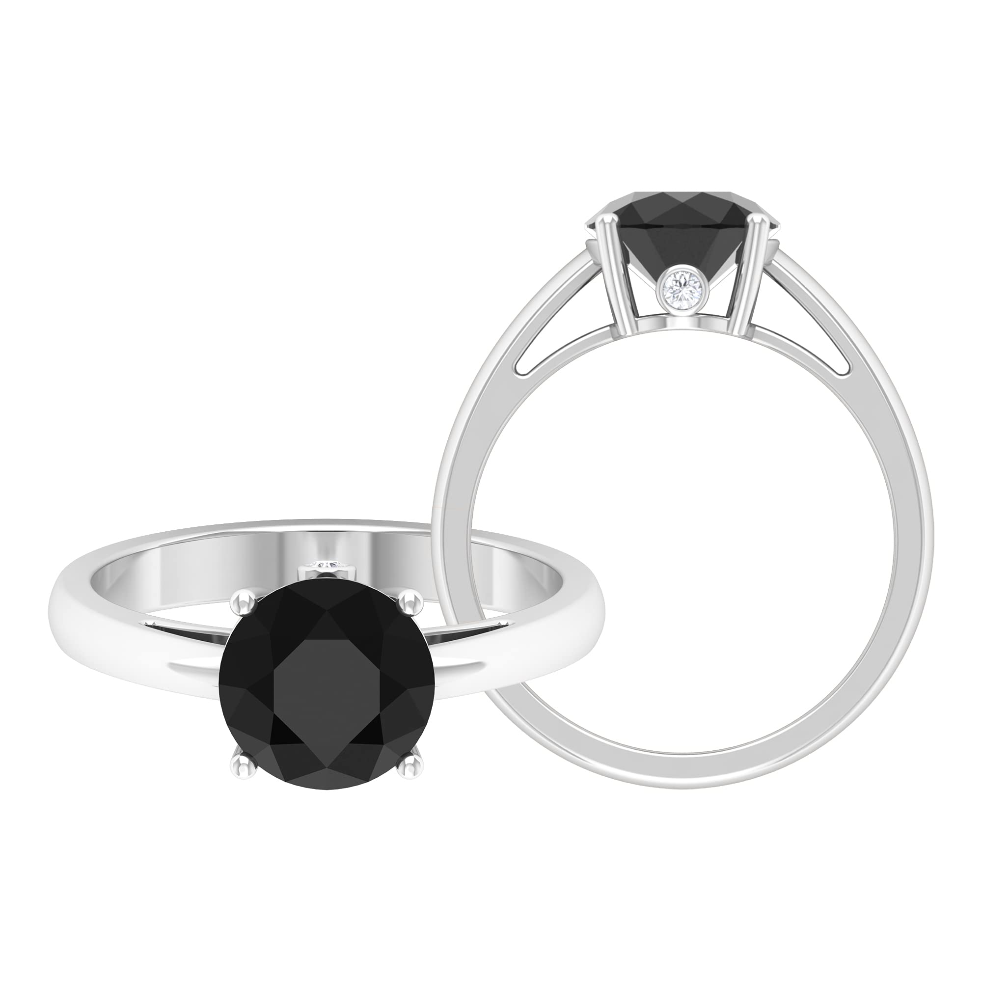 2.25 CT Lab-Created Black Diamond & Moissanite Engagement Ring - 8mm Round Cut Solitaire in 14K Solid Gold - Perfect for Weddings, Anniversaries & Special Occasions
