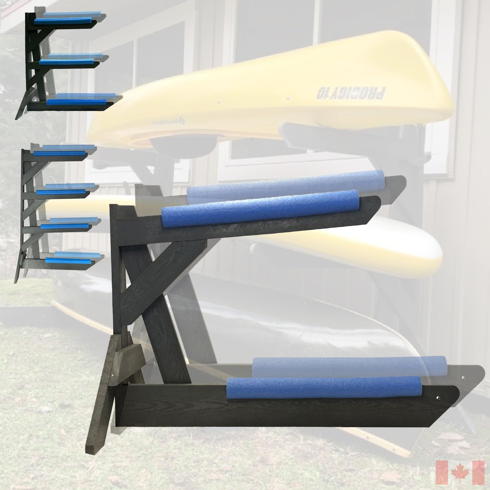 Freestanding Poly Kayak Storage Rack - Heavy Duty Canoe & SUP Stand for Garage, Outdoor, or Shed - Perfect for Kayak, Paddle Board & Canoe Organization