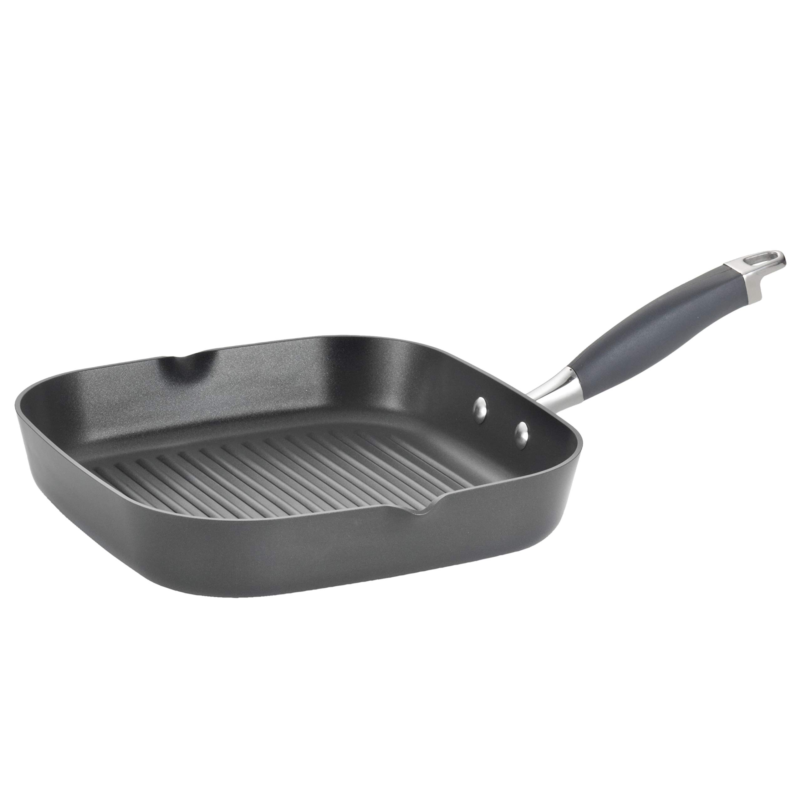 Anolon Advanced Hard Anodized Nonstick 11-Inch Square Griddle Pan with Pour Spout - Perfect for Grilling, Searing & Pancakes - Durable Graphite Coating for Even Heat Distribution