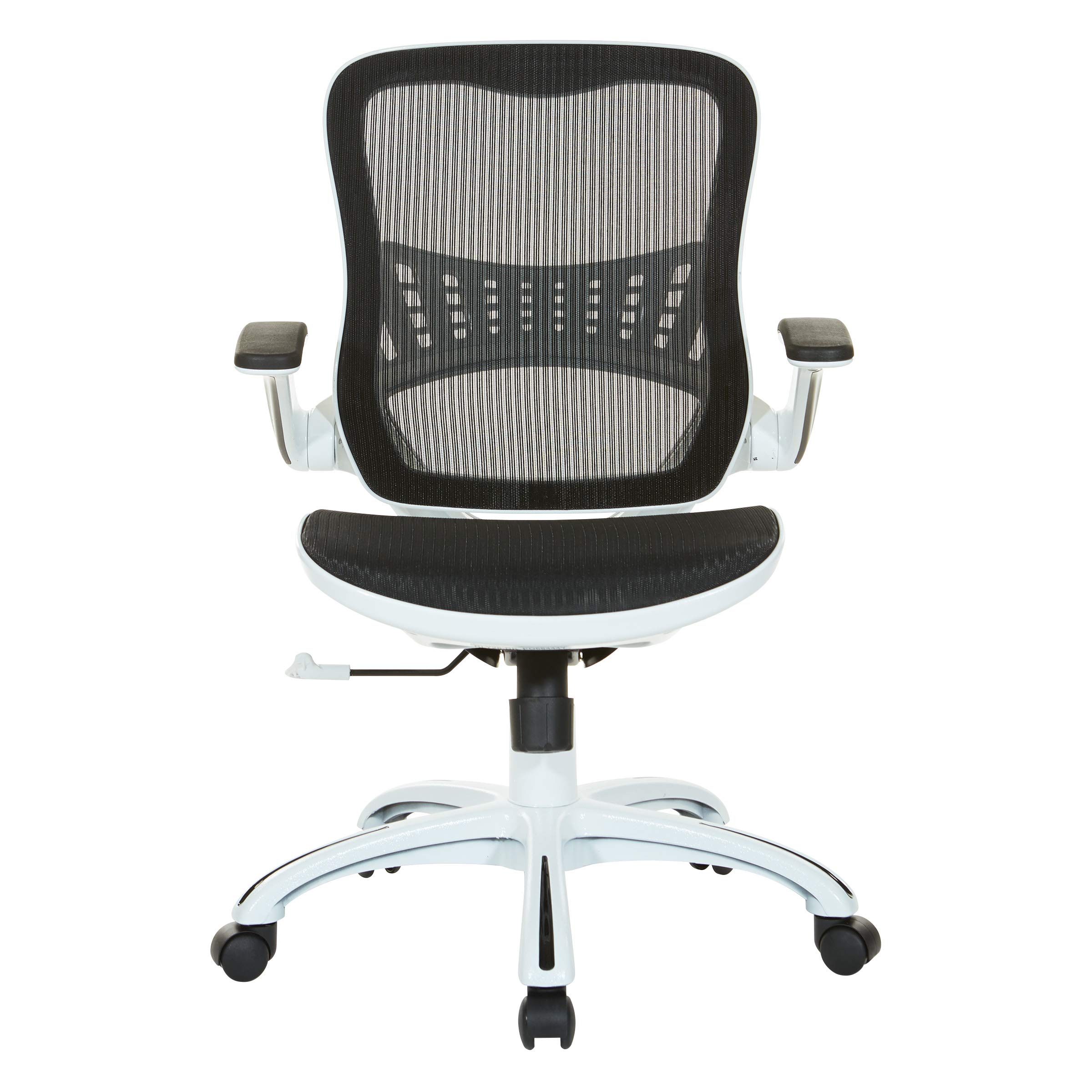 OSP Home Furnishings Riley Ergonomic Mesh Office Chair - Breathable Back & Seat, White Base with Black - Perfect for Home Office, Executive Desk & Workspace