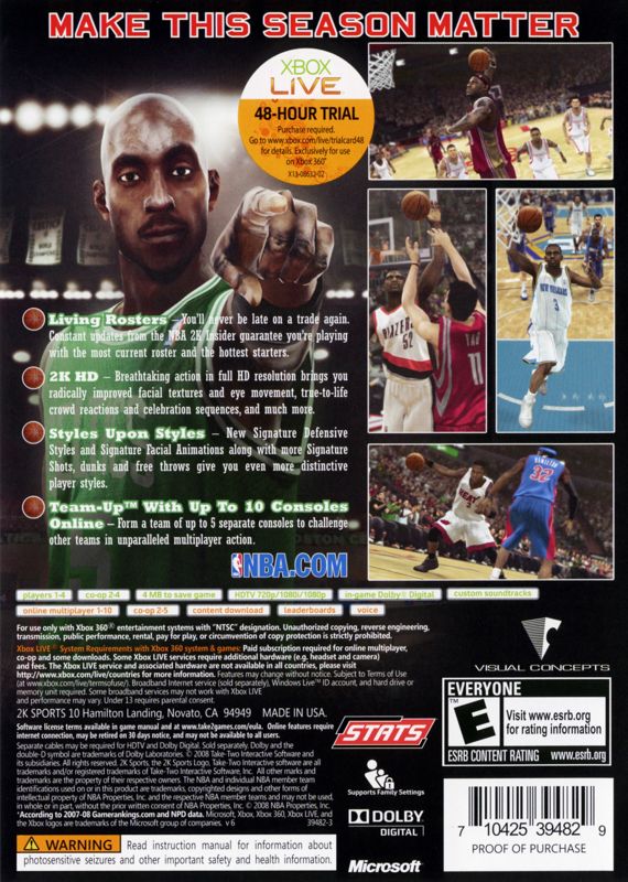 Pre-Owned NBA 2K9 Xbox 360 Video Game - Authentic Basketball Simulation for Sports Fans | Perfect for Gaming Nights & Sports Enthusiasts