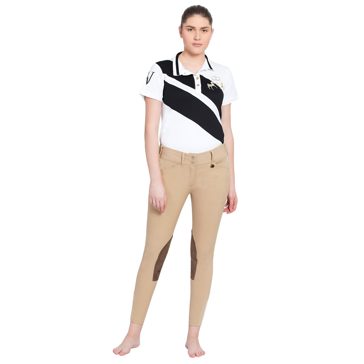 Equine Couture Ladies Coolmax Champion Knee Patch Breeches - Breathable Riding Pants for Equestrian & Horseback Riding - Perfect for Show Jumping, Dressage & Training