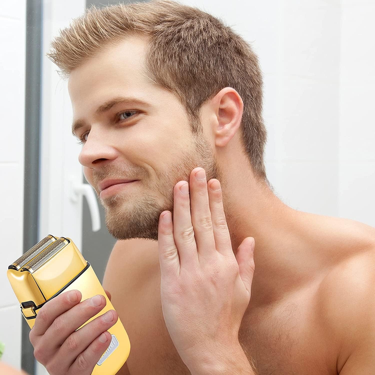 Premium Full Metal Electric Shaver for Men - Rechargeable Beard Trimmer & Bald Head Shaving Machine with Precision Fade Blades (Gold, Gift Box) - Perfect for Home, Travel & Barber Salon Use