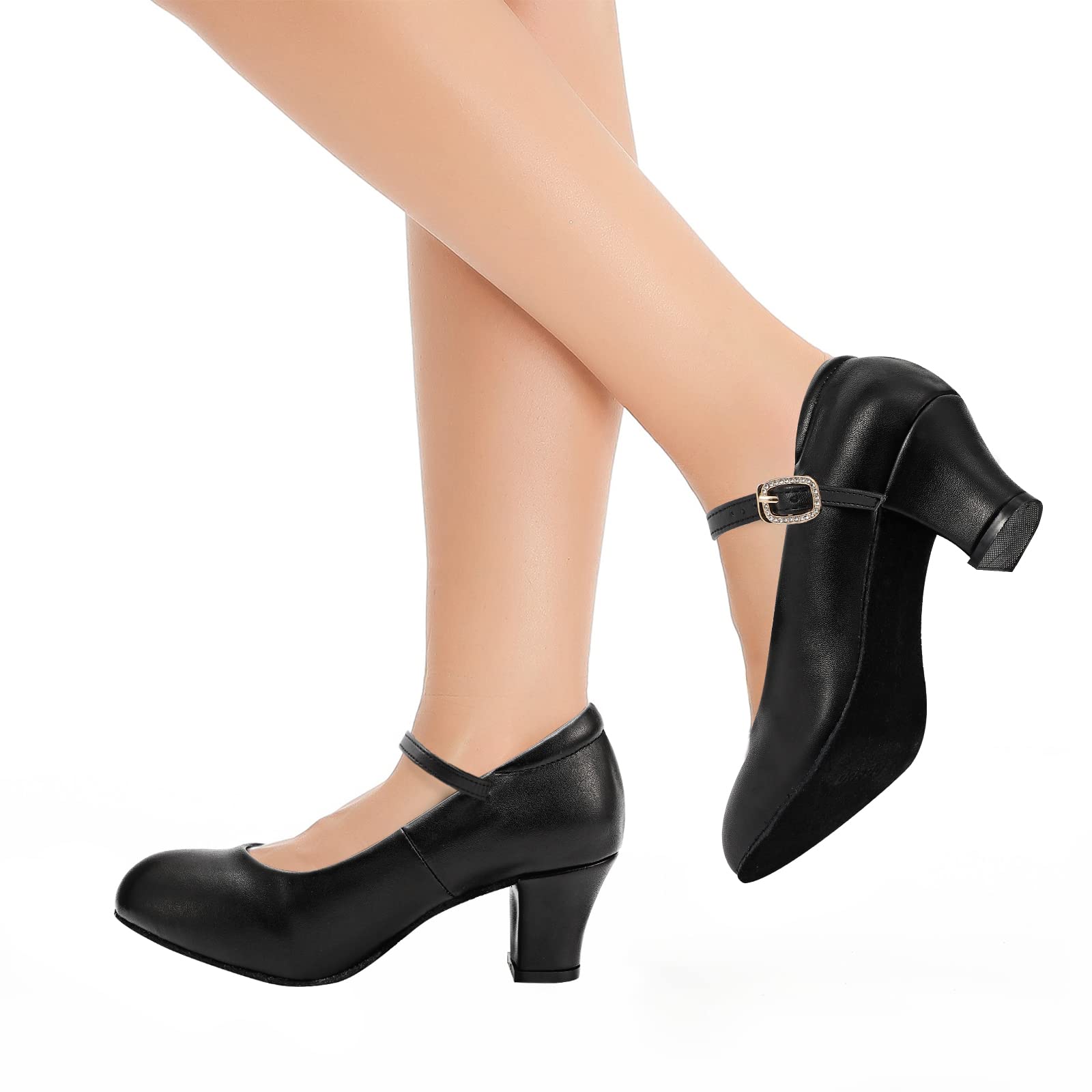 Women's Elegant Ankle Strap Heels - Wedding Shoes, Latin Dance Pumps, Character Shoes for Women - Perfect for Bridal Party, Ballroom Dancing & Special Occasions