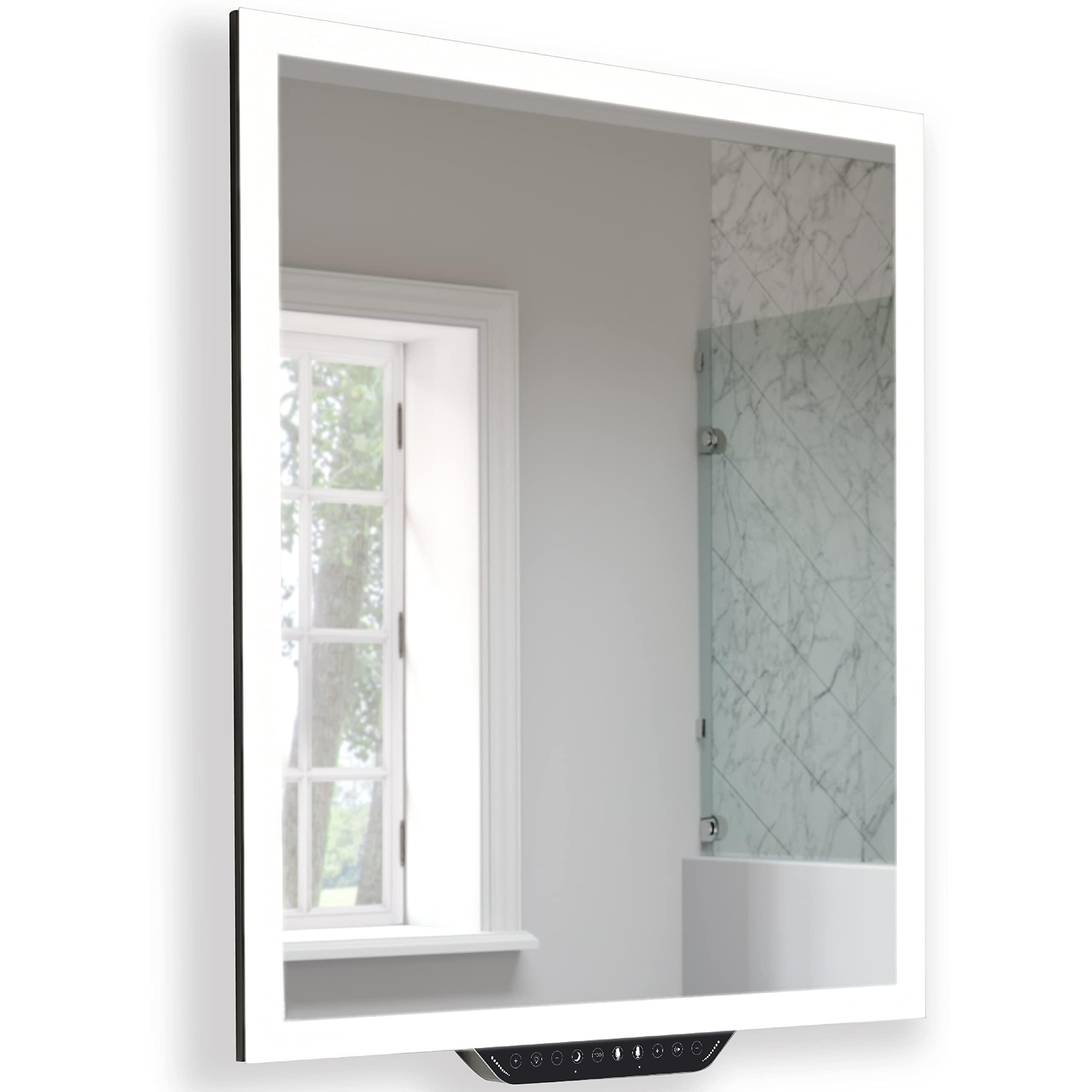 Homewerks 75-105-AX 24x30 Inches Smart LED Bathroom Mirror with Alexa Built-in, Bluetooth Speakers & Dimmable Color Changing Lights - Perfect for Modern Vanity, Makeup & Shaving
