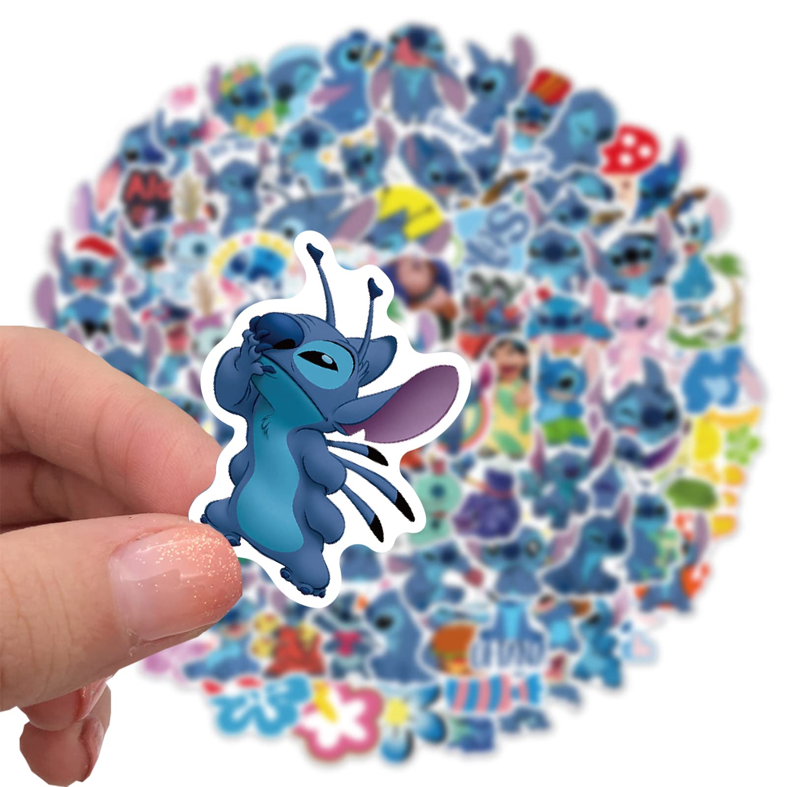 XYLL Stitch Sticker Pack - 100Pcs Cute Cartoon Vinyl Decals for Kids & Adults | Waterproof Laptop, Water Bottle, Skateboard & Luggage Stickers | Perfect for DIY Crafts, Scrapbooking & Personalizing Accessories
