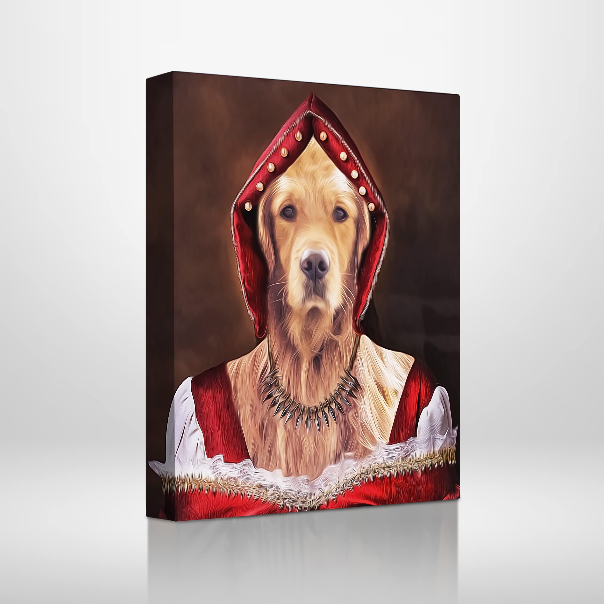 Custom Dog Portrait Prints - Personalized Pet Art with Your Dog's Photo - Framed Canvas Wall Decor (18x24 Inch) - Funny Dog Costume & Headdress Design - Perfect for Living Room, Bedroom & Pet Lover Gifts