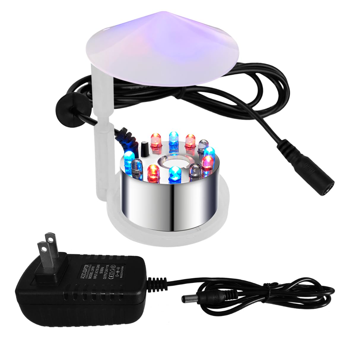 PULACO 12 LED Mist Maker Fogger Water Fountain Pond Fog Machine Atomizer Humidifier for Indoor Decor, Halloween Party, Home Garden & Relaxation