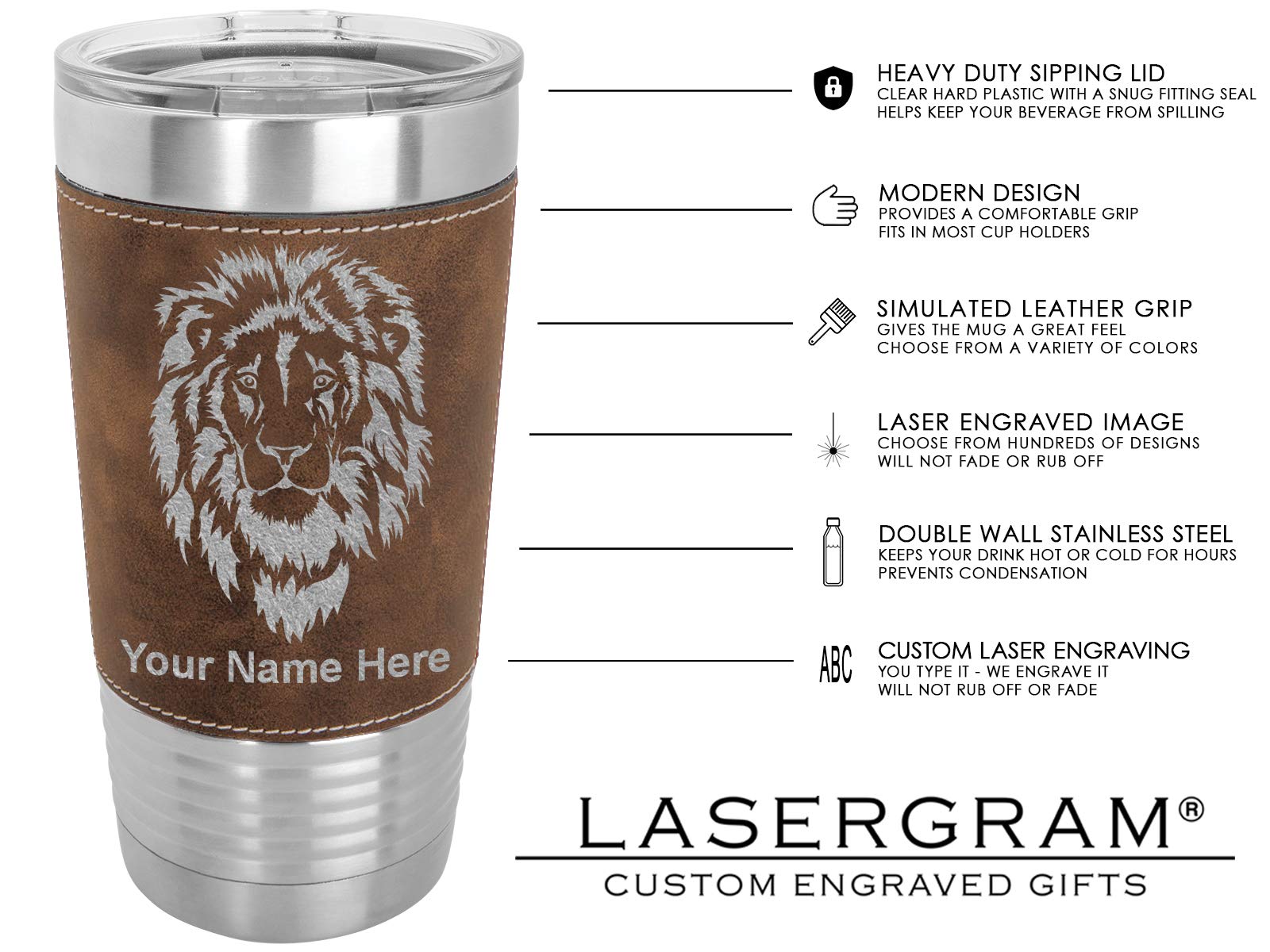 LaserGram 20oz Vacuum Insulated Stainless Steel Tumbler Mug with Personalized Engraving - Faux Leather & Rustic Finish - Perfect Gift for ST Surgical Technologists - Ideal for Coffee, Tea & Cold Drinks at Work or Outdoors