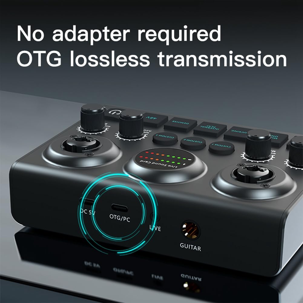 Professional USB Microphone Sound Card - Portable Live Streaming Audio Interface for Singing, Podcasting & Instruments (Ideal for Karaoke, Gaming & Recording Studios)
