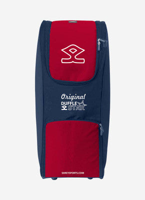 Shrey Star Duffle Bag - Waterproof Travel Gym Bag for Men & Women, Navy & Red - Perfect for Sports, Gym, Workout, Travel & Weekend Getaways
