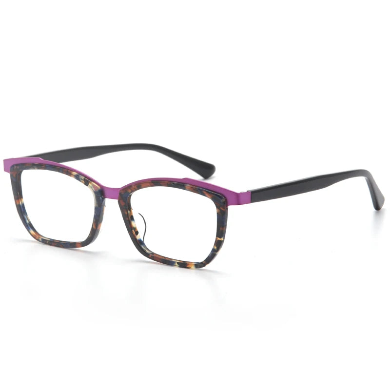 Stylish Aror Unisex Square Cat Eye Acetate Eyeglasses with Alloy Frame - Trendy Full Rim Glasses for Men & Women - Perfect for Reading, Work, and Fashion Accessories