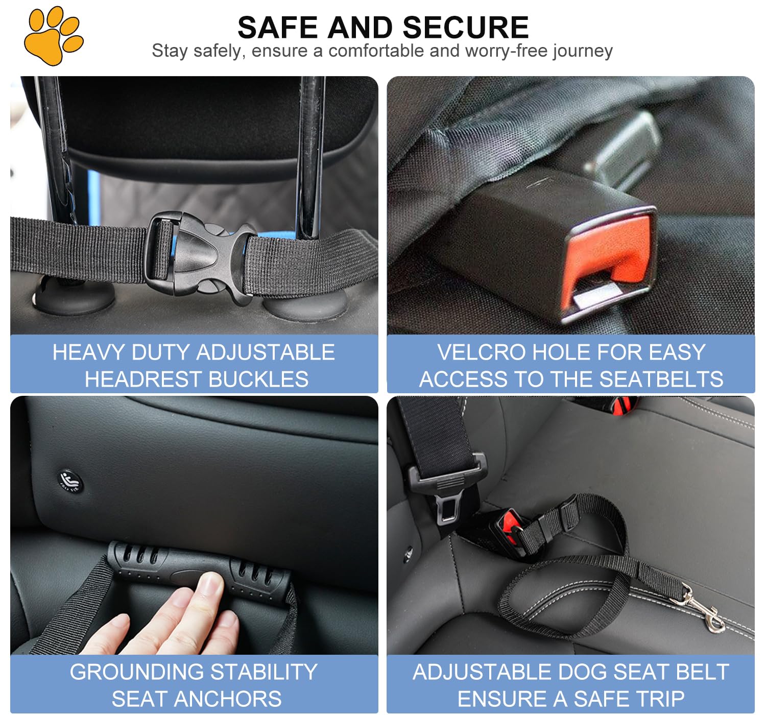 Durable Waterproof Dog Car Seat Cover for Back Seat - Non-Slip Pet Hammock with Mesh Window & Hard Bottom - Universal Fit for Cars, Trucks, SUVs (Small, Medium, Large Dogs) - Perfect for Road Trips & Daily Commutes