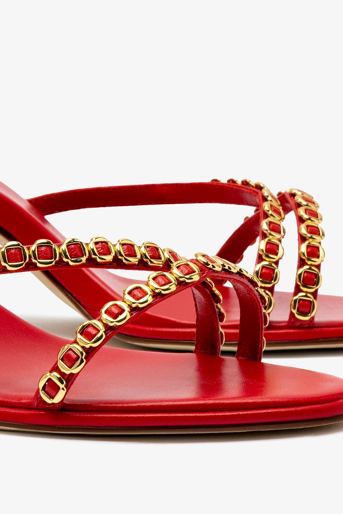 Milanina Mini Sandal In Scarlet Leather - Women's Comfortable Leather Sandals for Summer, Beach, and Casual Outings