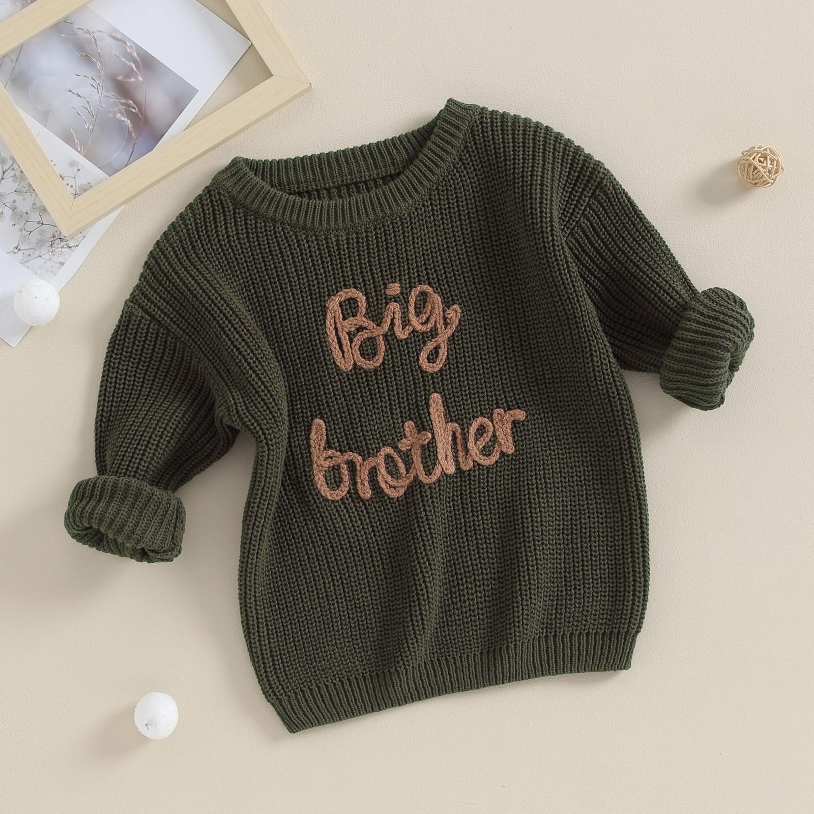 Matching Knit Sweaters for Toddler Sisters - Letter Embroidered Outfits for Family Photos