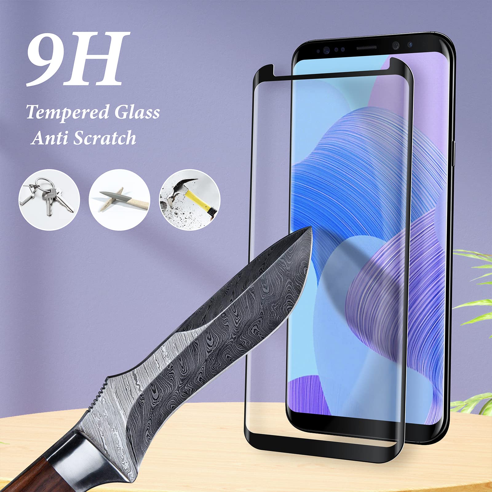 2 Pack Tempered Glass Screen Protector for Samsung Galaxy S9 Plus - 3D Curved, Full Coverage, Anti-Scratch, HD Clear - Perfect for Work, Gaming & Daily Protection