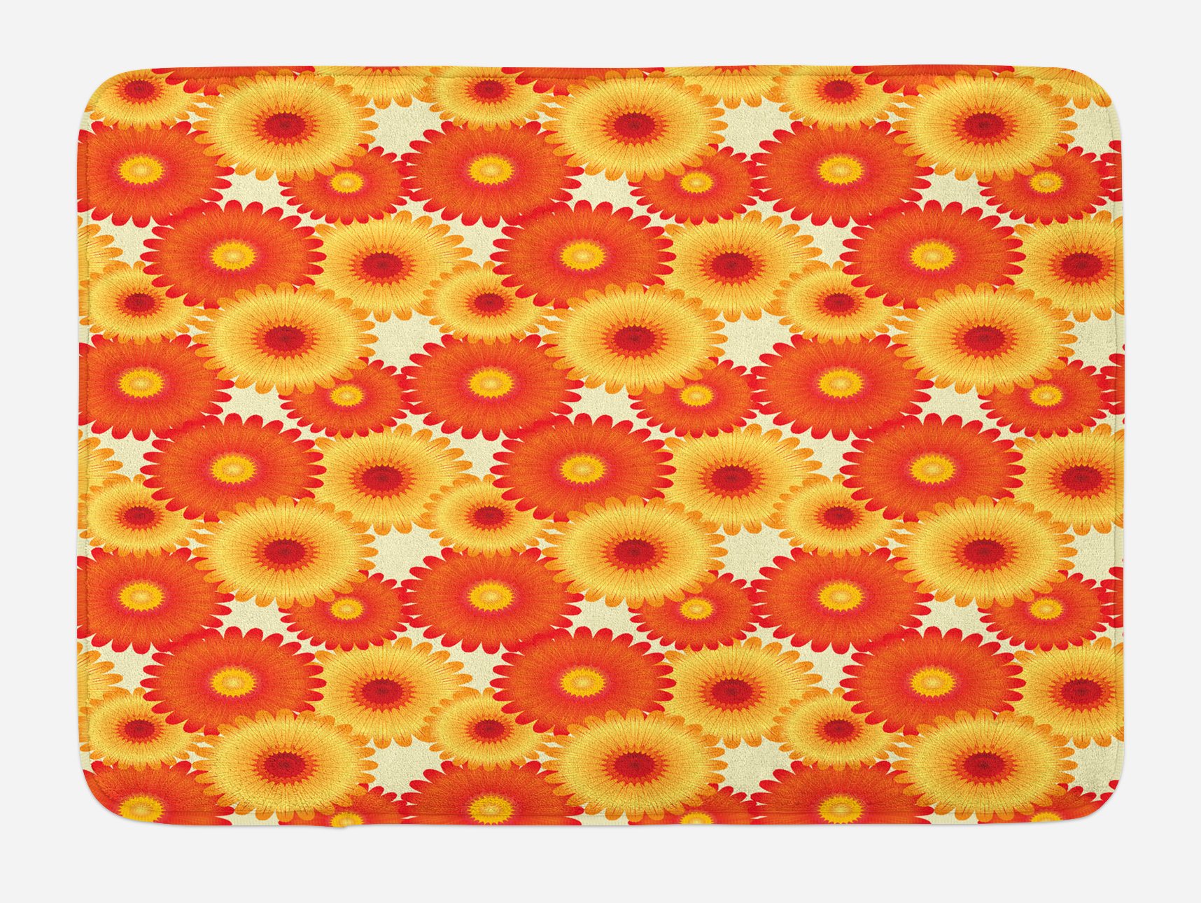 Ambesonne Orange Bath Mat with Gerbera Flower Petals - Vibrant Summer Nature Design, Non-Slip Plush Bathroom Rug, 30.2