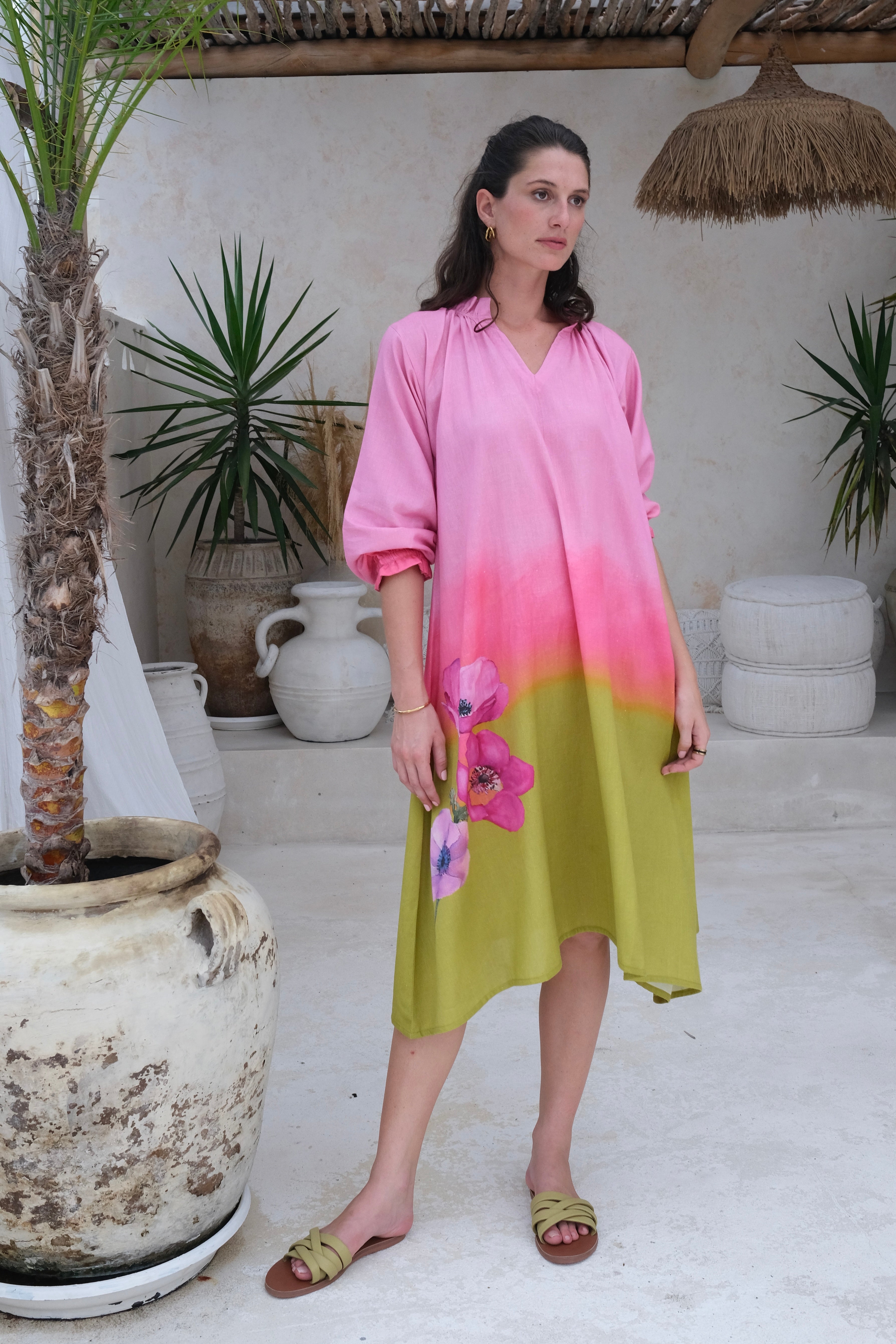 Orion Dress for Women - Elegant Flowy Midi Dress with V-Neck and Long Sleeves | Perfect for Office, Date Night, and Special Occasions