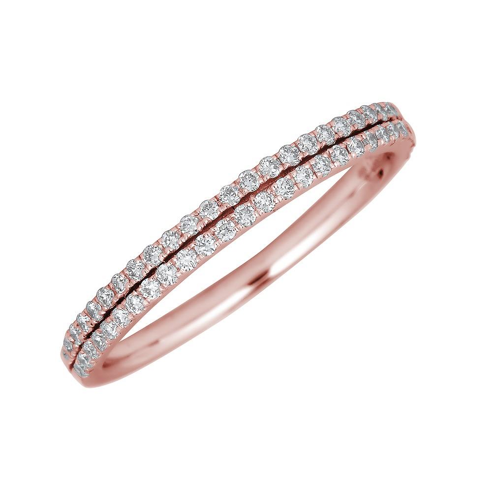 14KT Gold 0.25 CTW Diamond Double Row Band Ring for Women - Elegant Wedding, Anniversary or Everyday Jewelry Gift