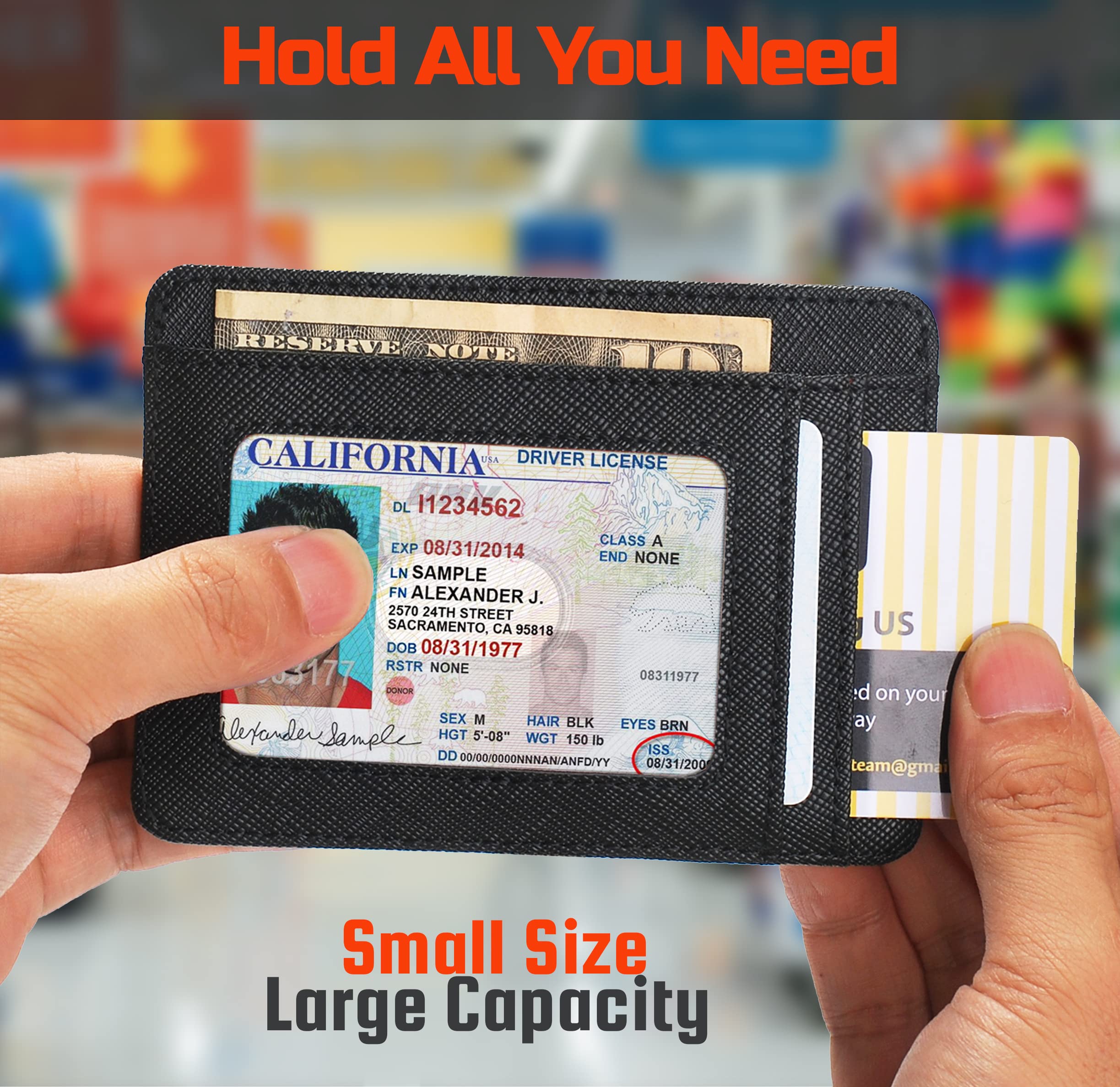 Slim RFID Wallet for Men & Women - 8 Card Slots, Carbon Fiber Leather for Travel & Daily Use