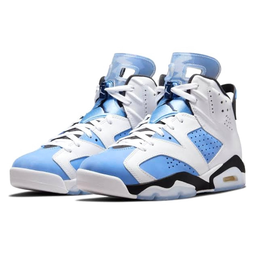 Air Jordan 6 Retro UNC University Blue White College Navy Black Men's Basketball Shoes - Perfect for Streetwear, Sneaker Collection & Basketball Games