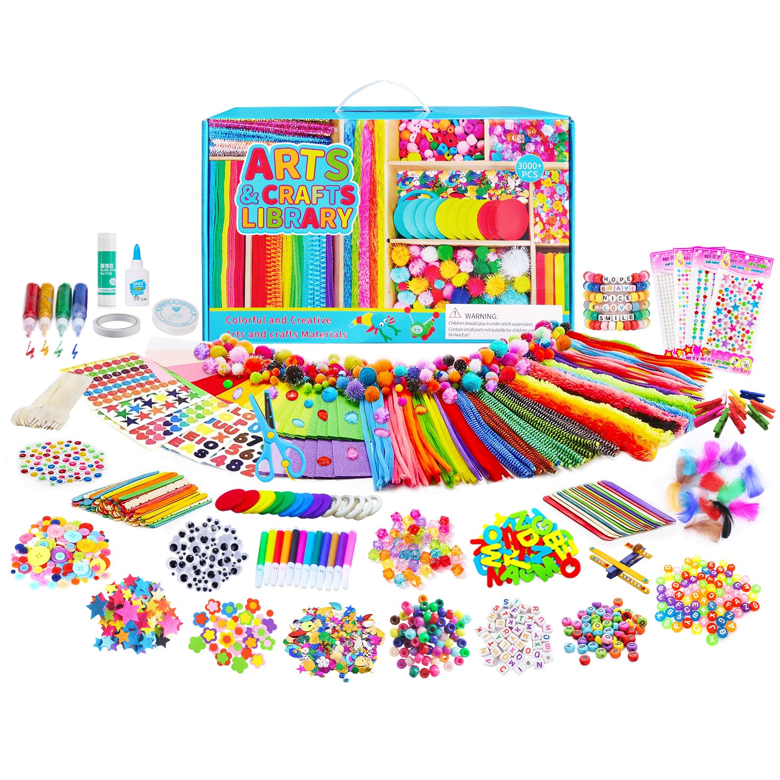 Itopstar 5000+ Pieces Kids Arts and Crafts Supplies Kit - Giant DIY Art Box for School, Homeschool & Kindergarten - Creative Crafting Projects for Toddlers & Children | Perfect for Classroom Activities, Birthday Gifts & Holiday Crafts