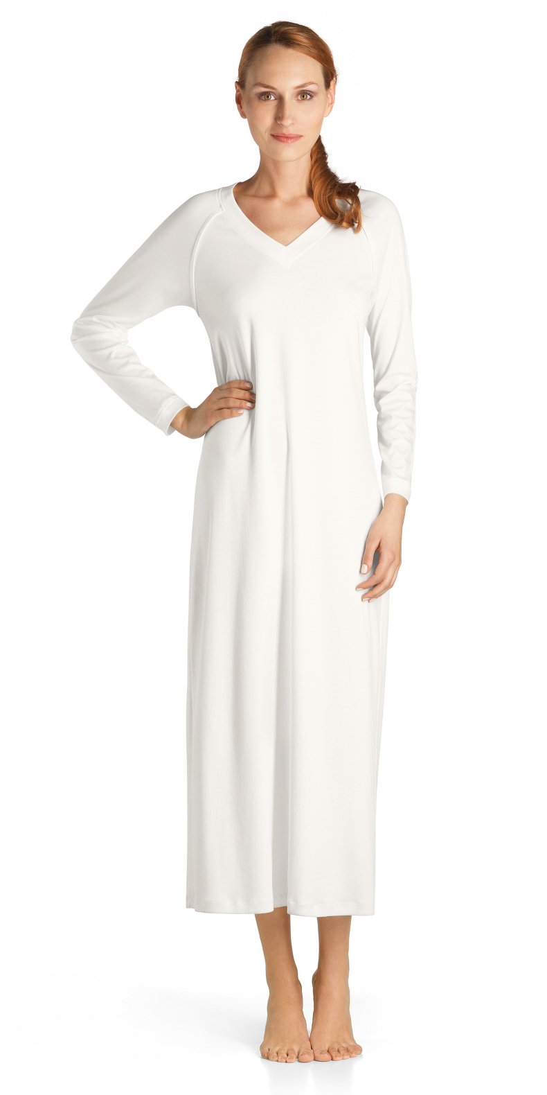 Hanro Women's Pure Essence Long Sleeve Nightgown - Soft Cotton Sleepwear for Comfortable Nights & Relaxing at Home