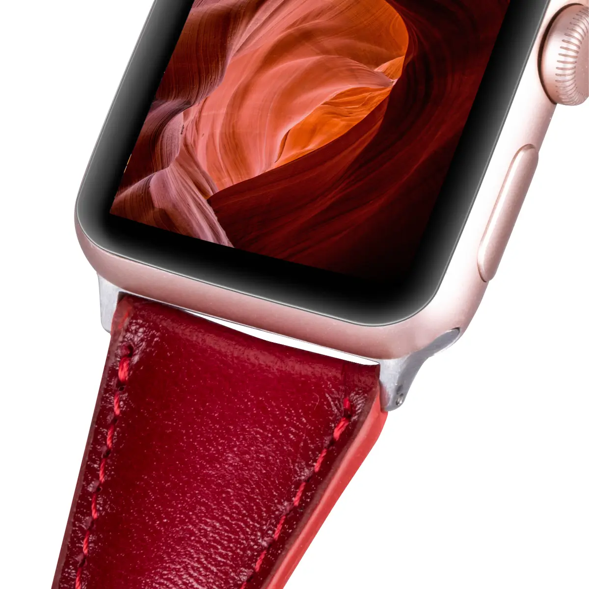 Burnished Red Leather Slim Apple Watch Band - Premium Replacement Strap for Apple Watch Series 9/8/7/6/SE - Fashionable & Comfortable for Workouts, Office & Everyday Wear