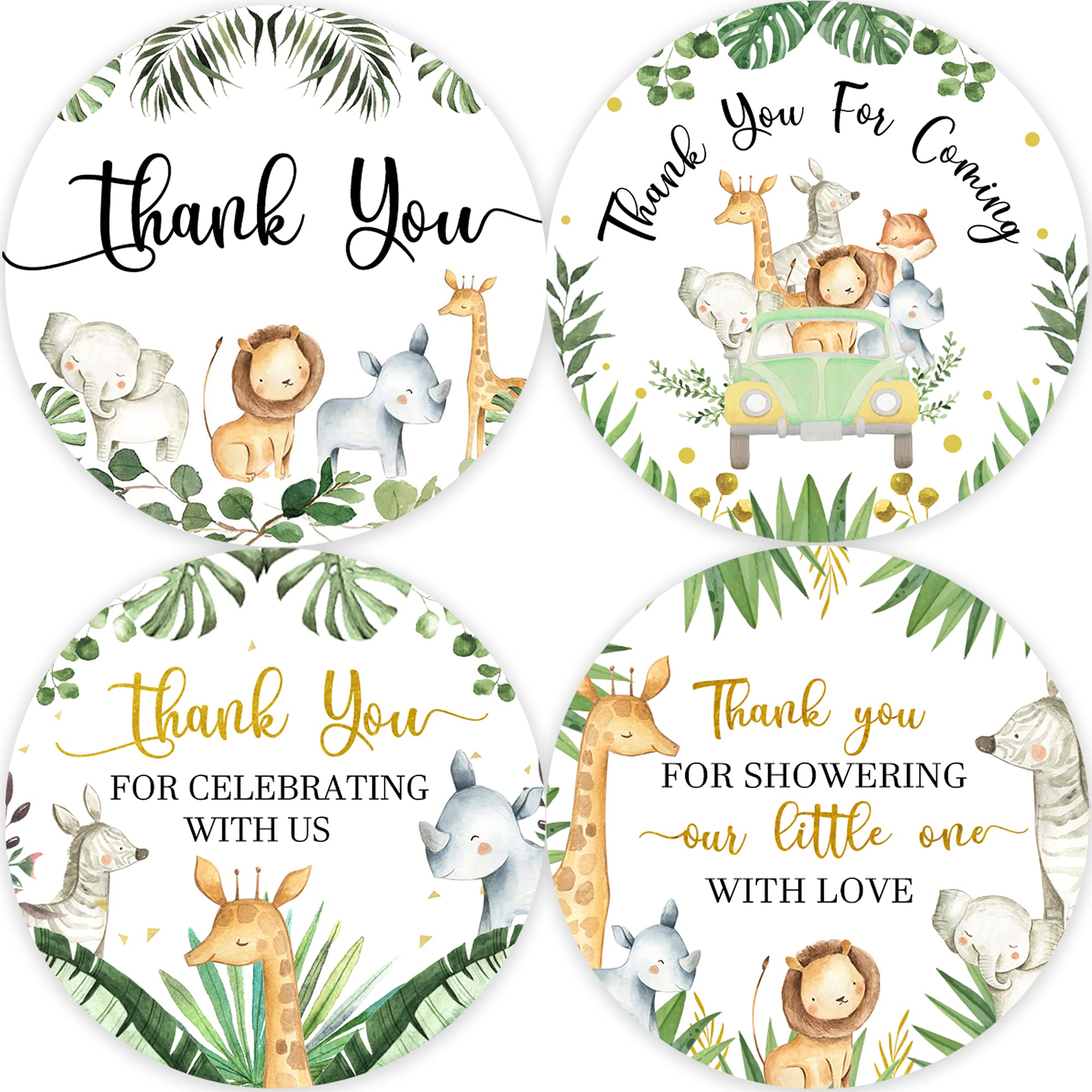 80-Piece Jungle Safari Thank You Stickers - Wild Animal Baby Shower & Birthday Party Favor Labels (2 Inch) - Perfect for Baby Showers, Birthday Favors, Scrapbooking & Gift Wrapping