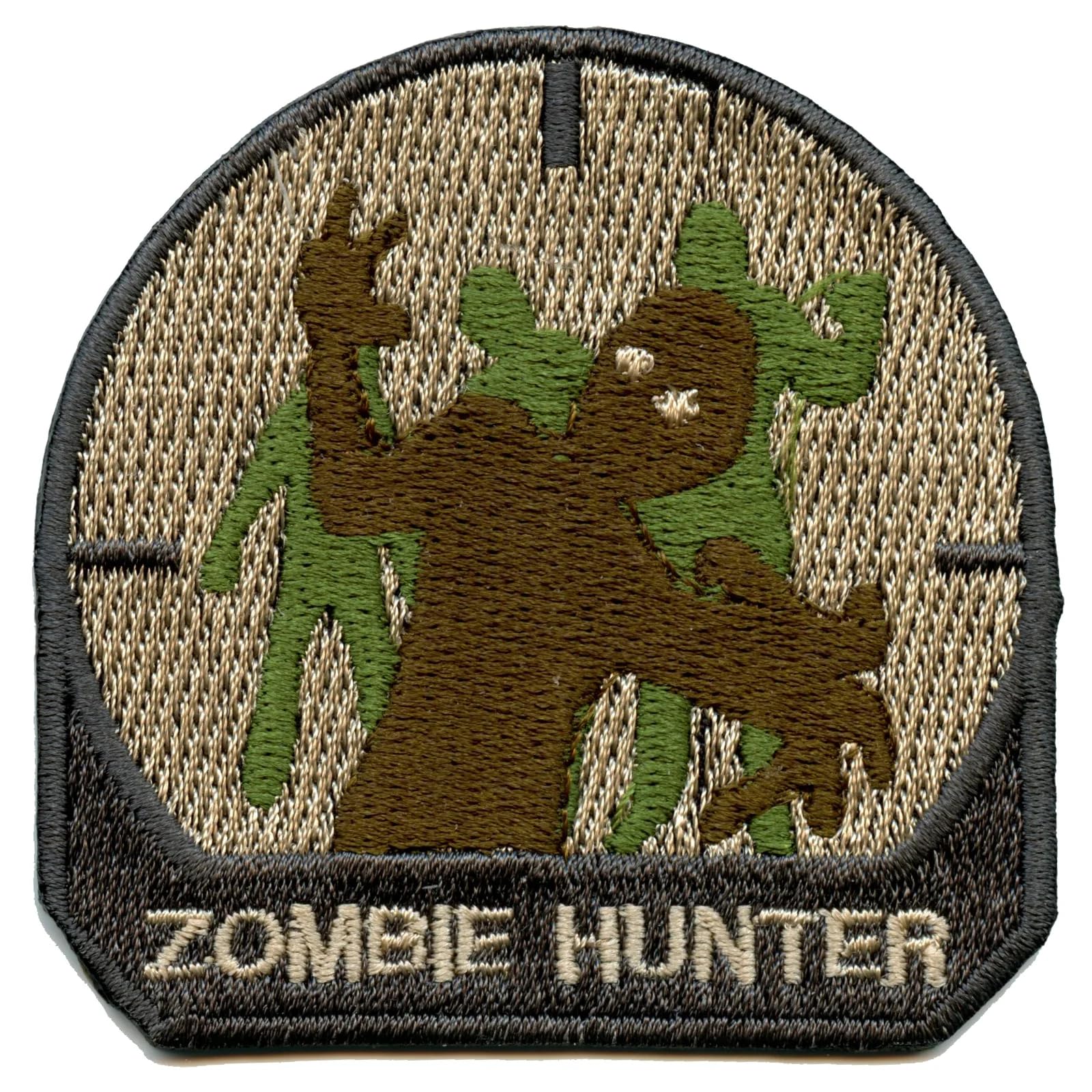 Zombie Hunter Patch - Embroidered Sniper Scope Badge for Tactical Vests & Jackets - Iron On Military Style Morale Patch for Outdoor Enthusiasts & Airsoft Games