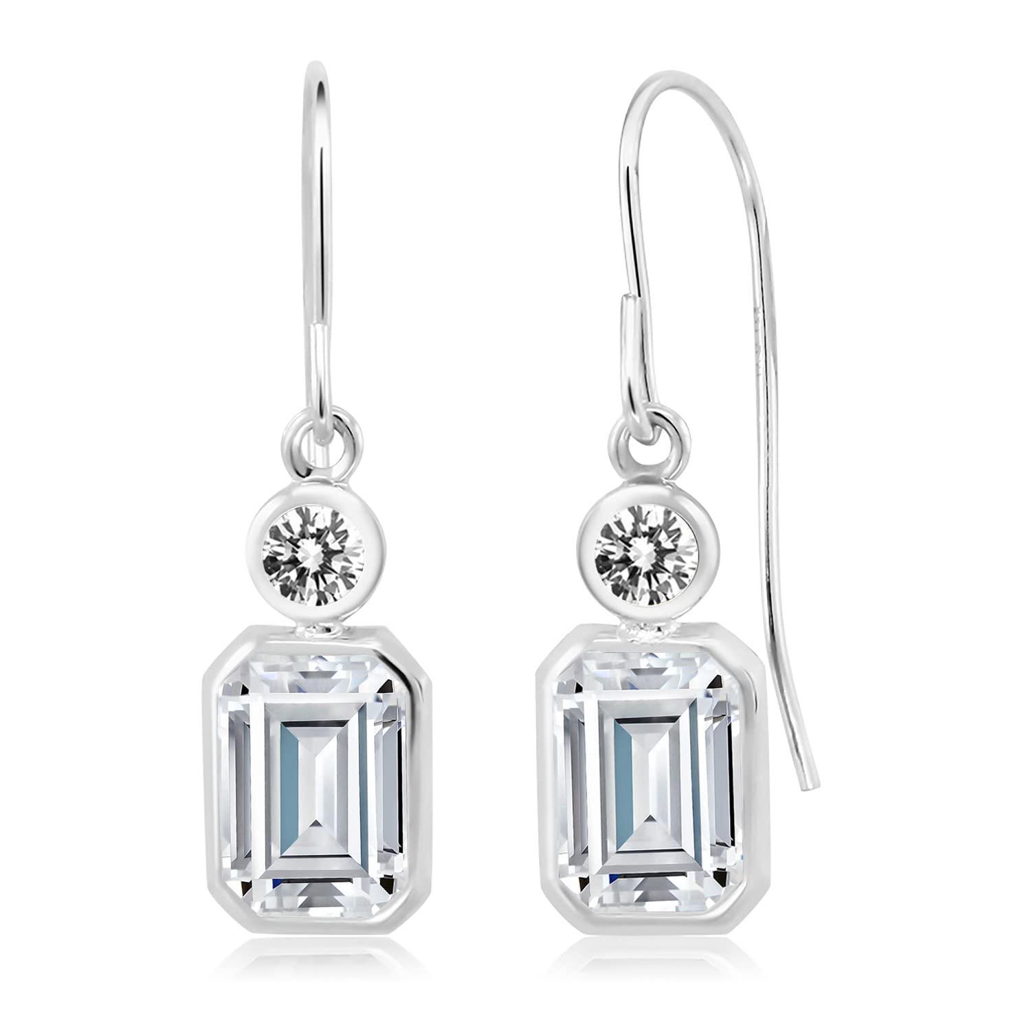 Gem Stone King 925 Sterling Silver White Diamond Earrings Set with Moissanite (2.20 Cttw) - Elegant Jewelry for Women, Gift for Anniversary, Wedding & Special Occasions