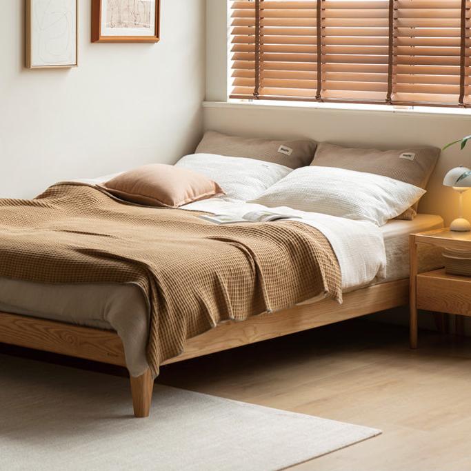 Modern Minimalist Oak Solid Wood Tatami Bed - Japanese Style Platform Bed Frame for Small Spaces, Guest Rooms & Zen Bedrooms