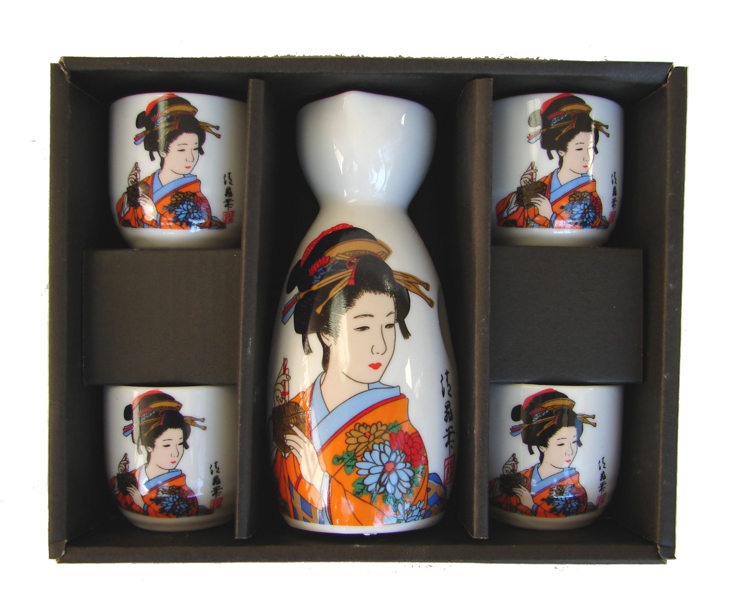 Premium Japanese Ceramic Sake Set - Traditional 6-Piece Sake Cups & Decanter for Authentic Japanese Dining Experience - Perfect for Sushi Nights, Asian Cuisine & Gifts