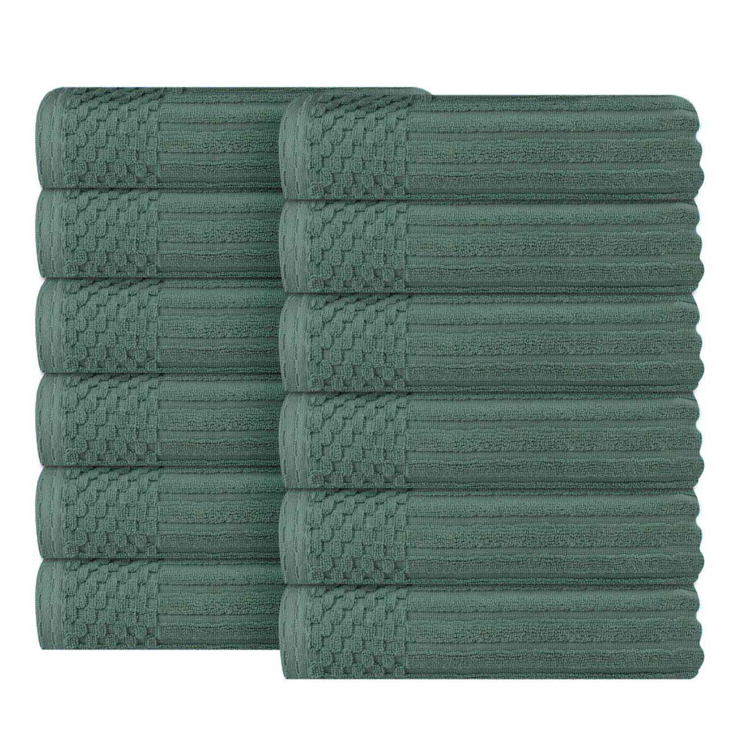 Ultra Soft Soho Ribbed Cotton Face Towels - Set of 12, Highly Absorbent & Gentle for Daily Skincare, Makeup Removal & Spa Use