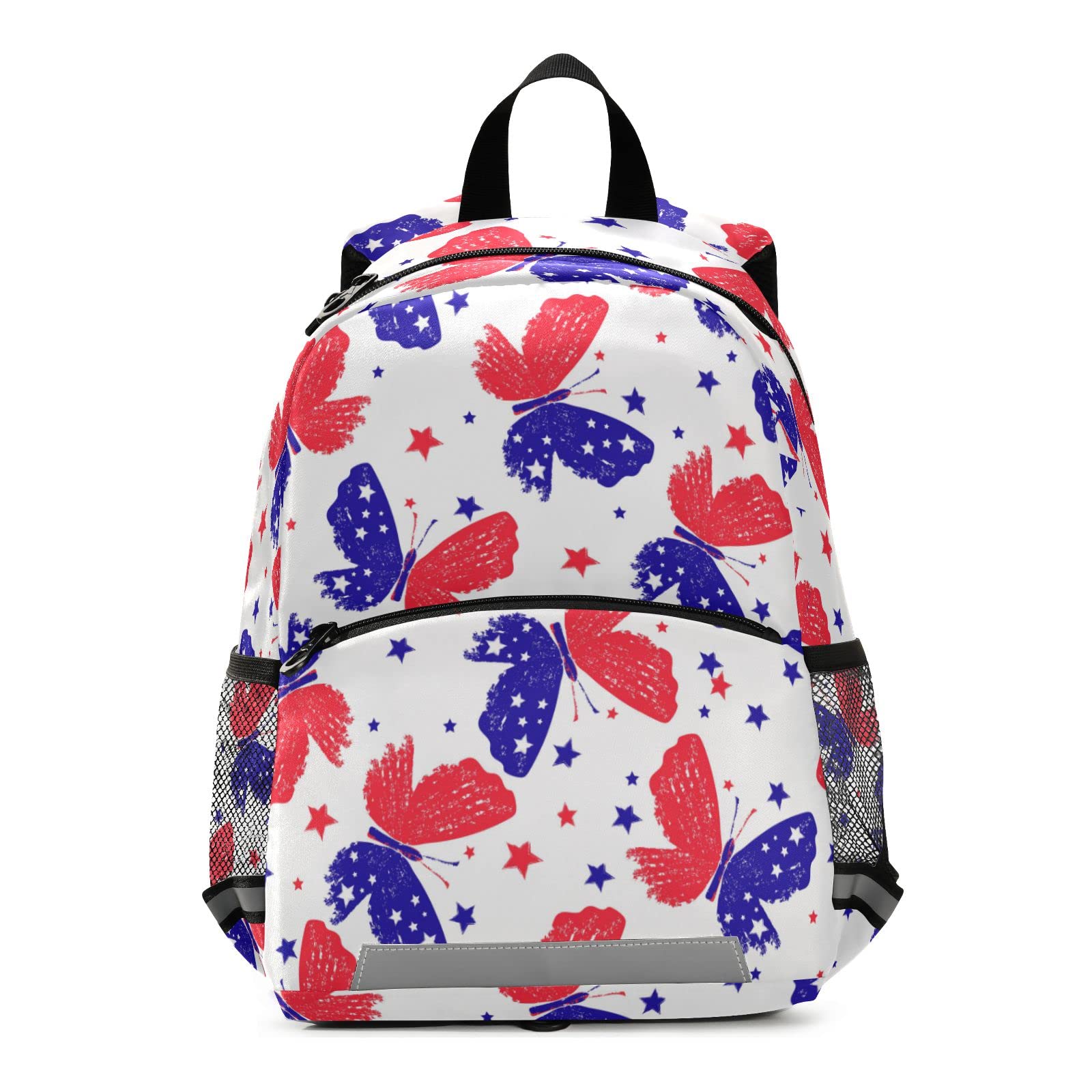 Colorful Butterfly & Stars Kids Backpack for Boys & Girls - Lightweight School Bookbag with Adjustable Chest Strap & Reflective Safety Stripes - Perfect for Kindergarten, Preschool & Elementary Students - Ideal for Daily School Use, Field Trips & Outdoor Adventures