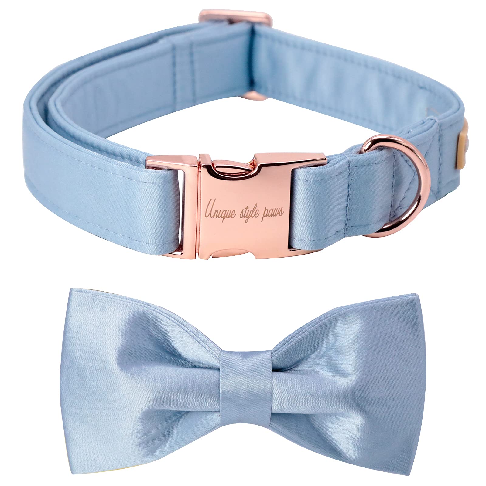 Stylish Blue Silk Dog Collar with Adjustable Bow Tie - Soft & Comfortable Pet Collar for Small Dogs - Perfect Gift for Puppies, Birthday & Special Occasions