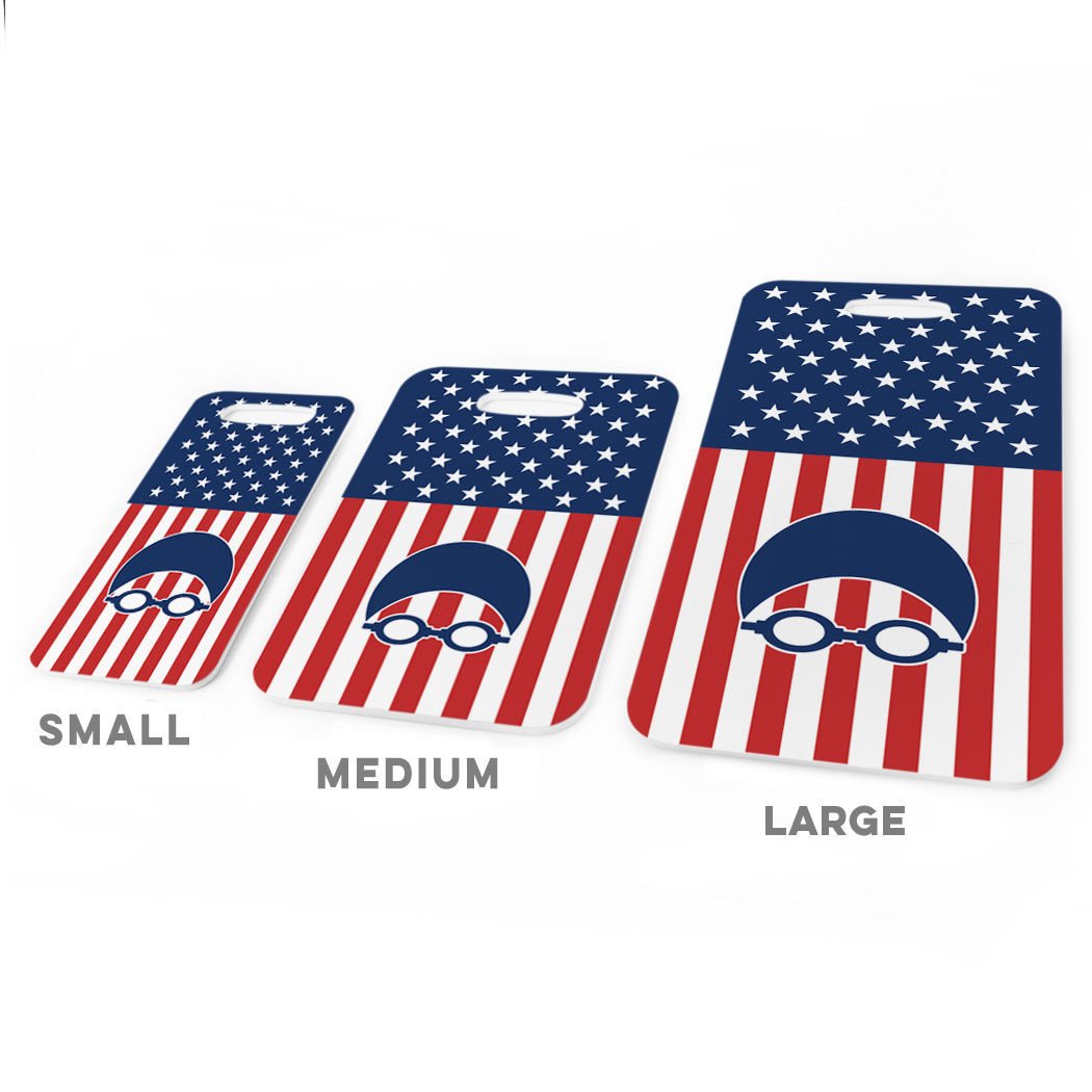ChalkTalkSPORTS Swimming Luggage Tag & Bag Tag for USA Swim Teams - Standard Lines on Back - Perfect for Swim Meets, Travel & Gear Identification