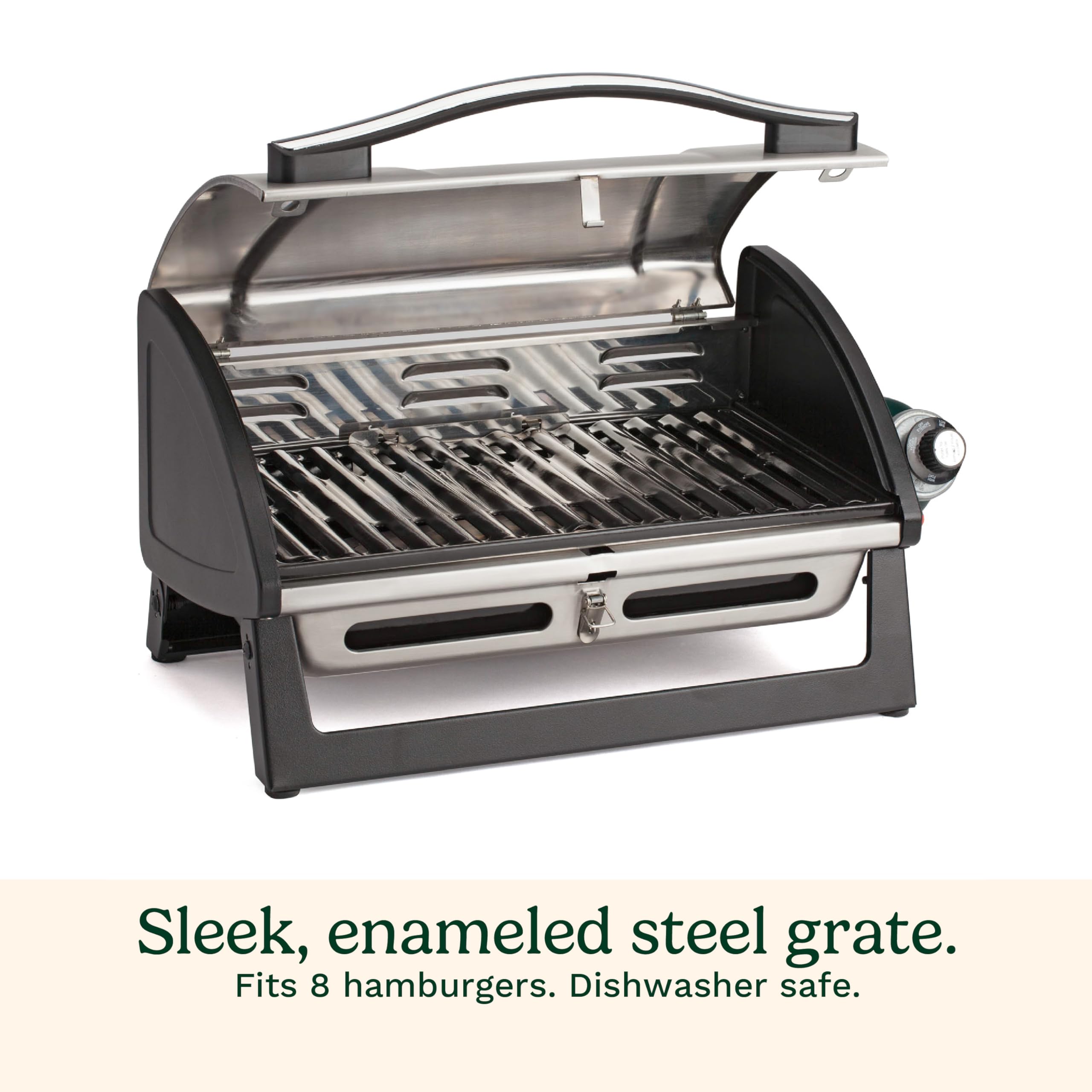 Cuisinart Grillster Portable Gas Grill - 8000 BTU Stainless Steel Compact BBQ with Locking Lid & Dishwasher Safe Cooking Grate - Perfect for Camping, Tailgating, Picnics & Outdoor Cooking
